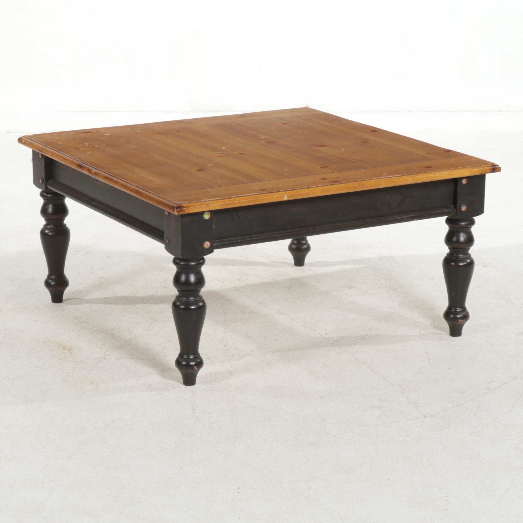 Lane Furniture Ebonized Wood and Pine Coffee Table, Late 20th Century