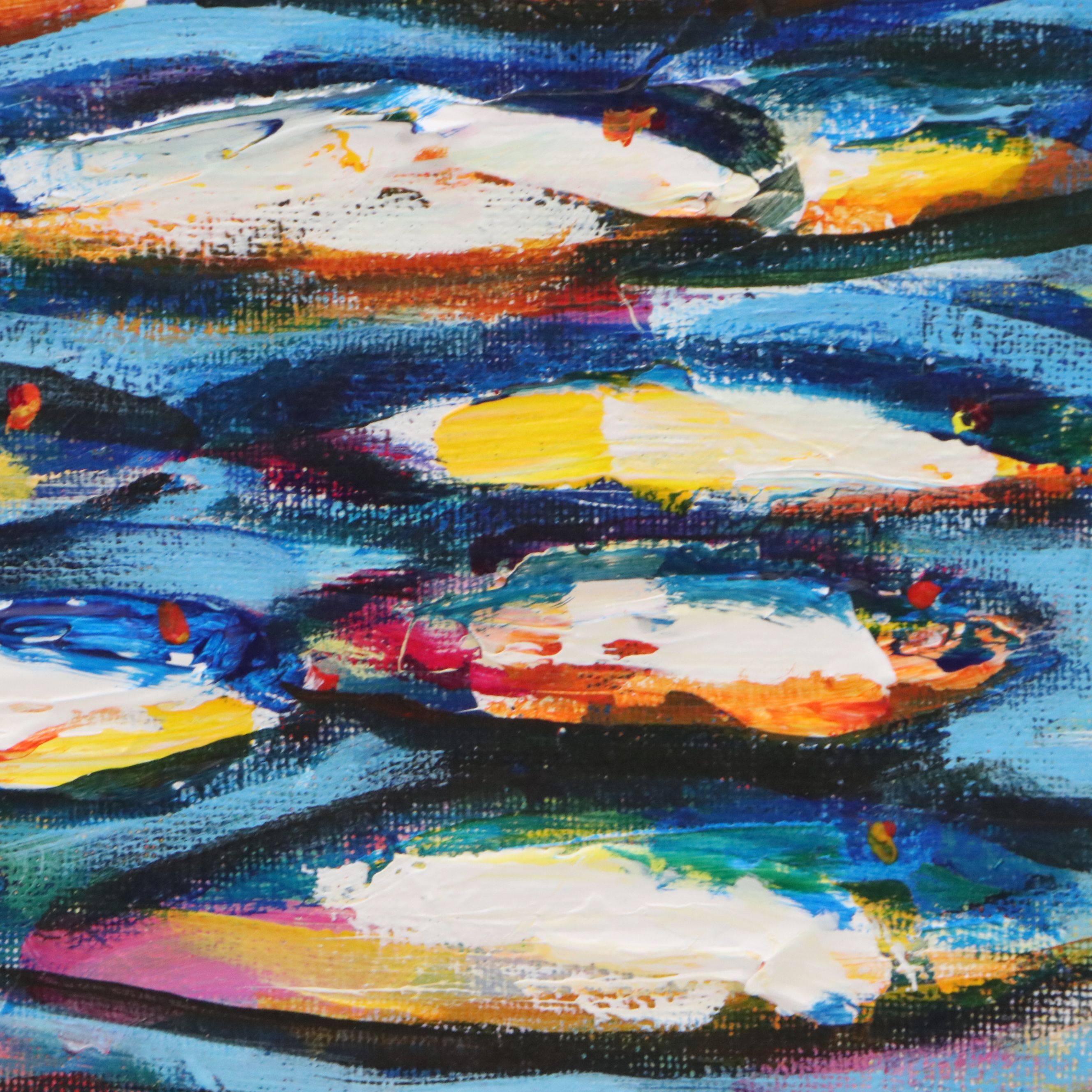 Elle Raines Stylized Acrylic Painting "School of Sardines #16," 21st Century