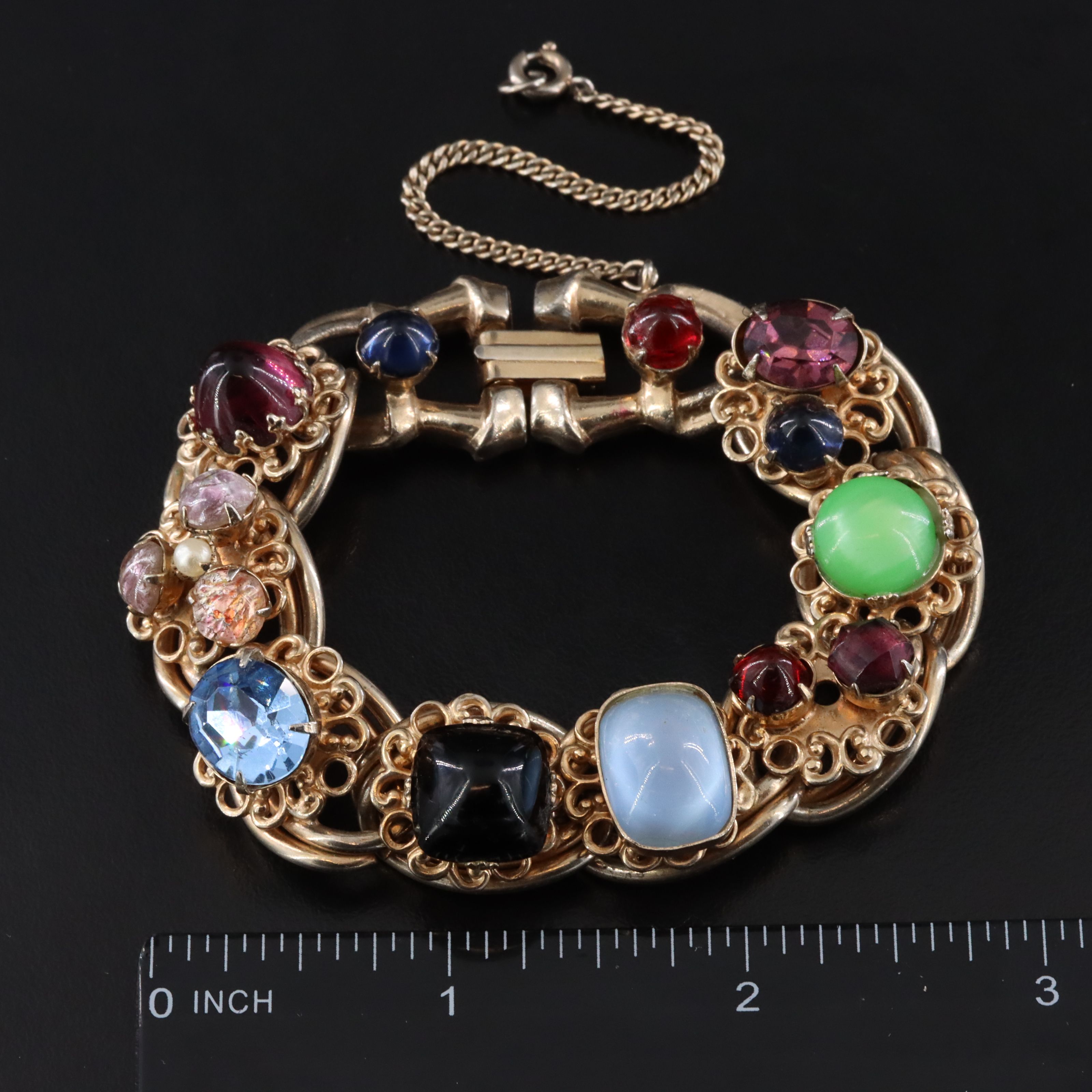 Vintage Bracelet with Faux Pearls and Glass