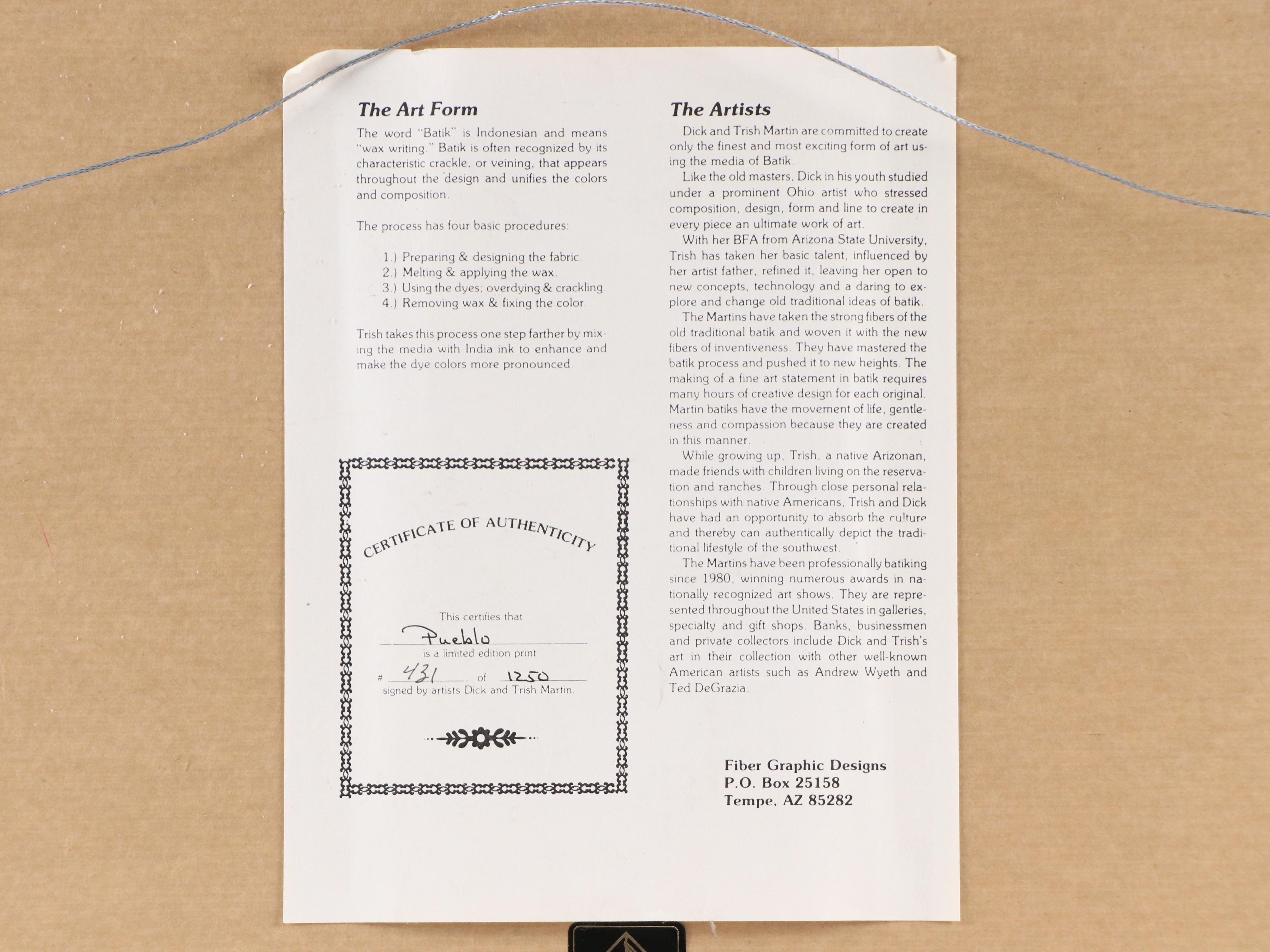 Dick and Trish Martin Offset Lithograph "Pueblo"