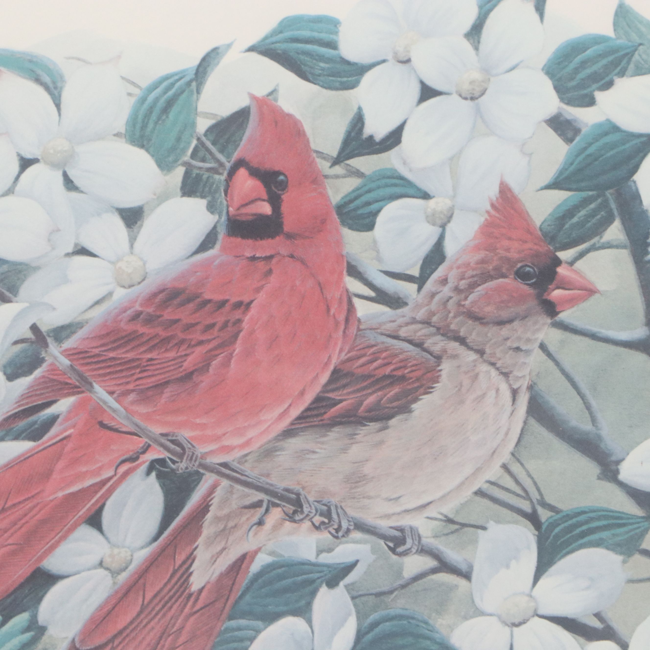 John A. Ruthven Offset Lithograph "Cardinals," Late 20th Century
