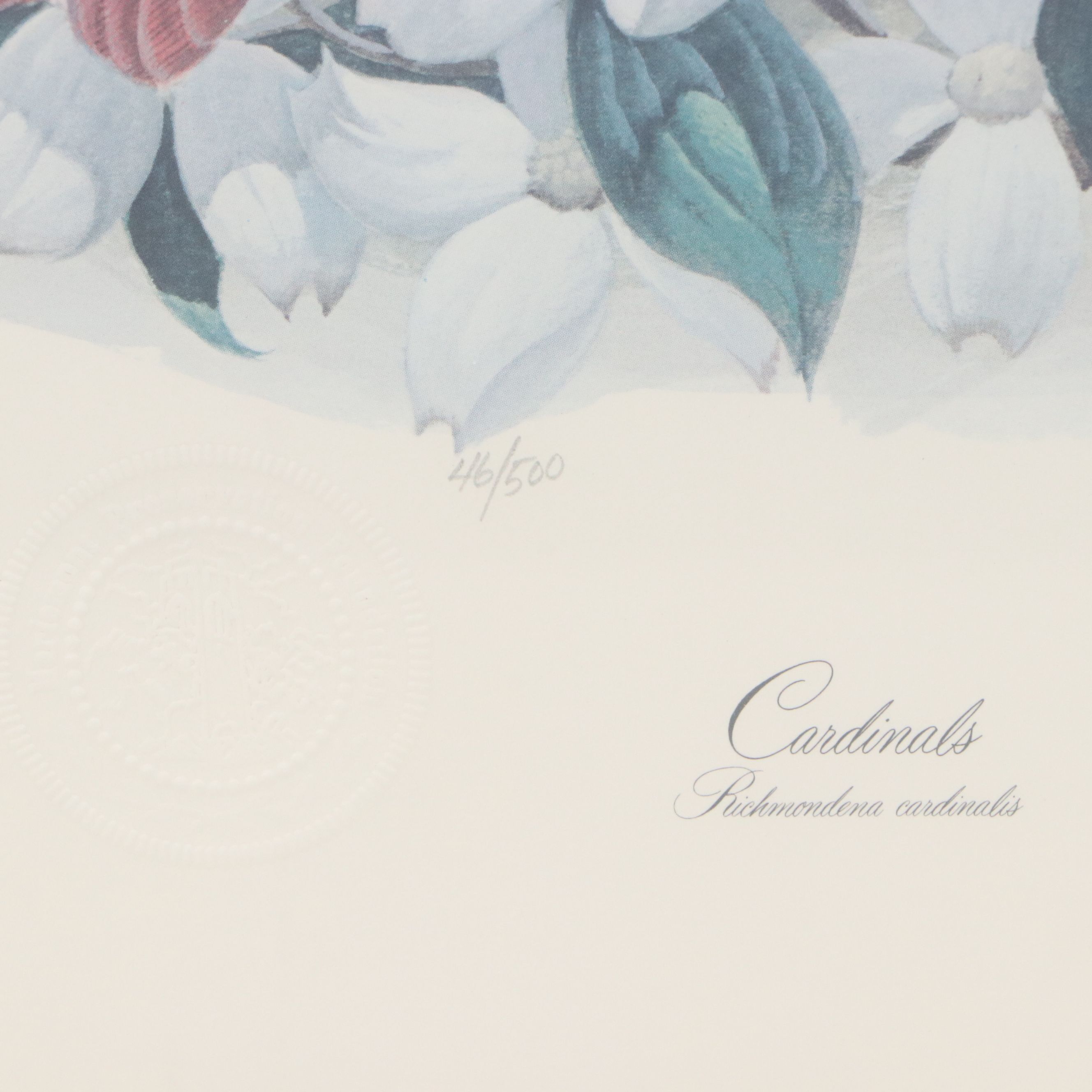 John A. Ruthven Offset Lithograph "Cardinals," Late 20th Century