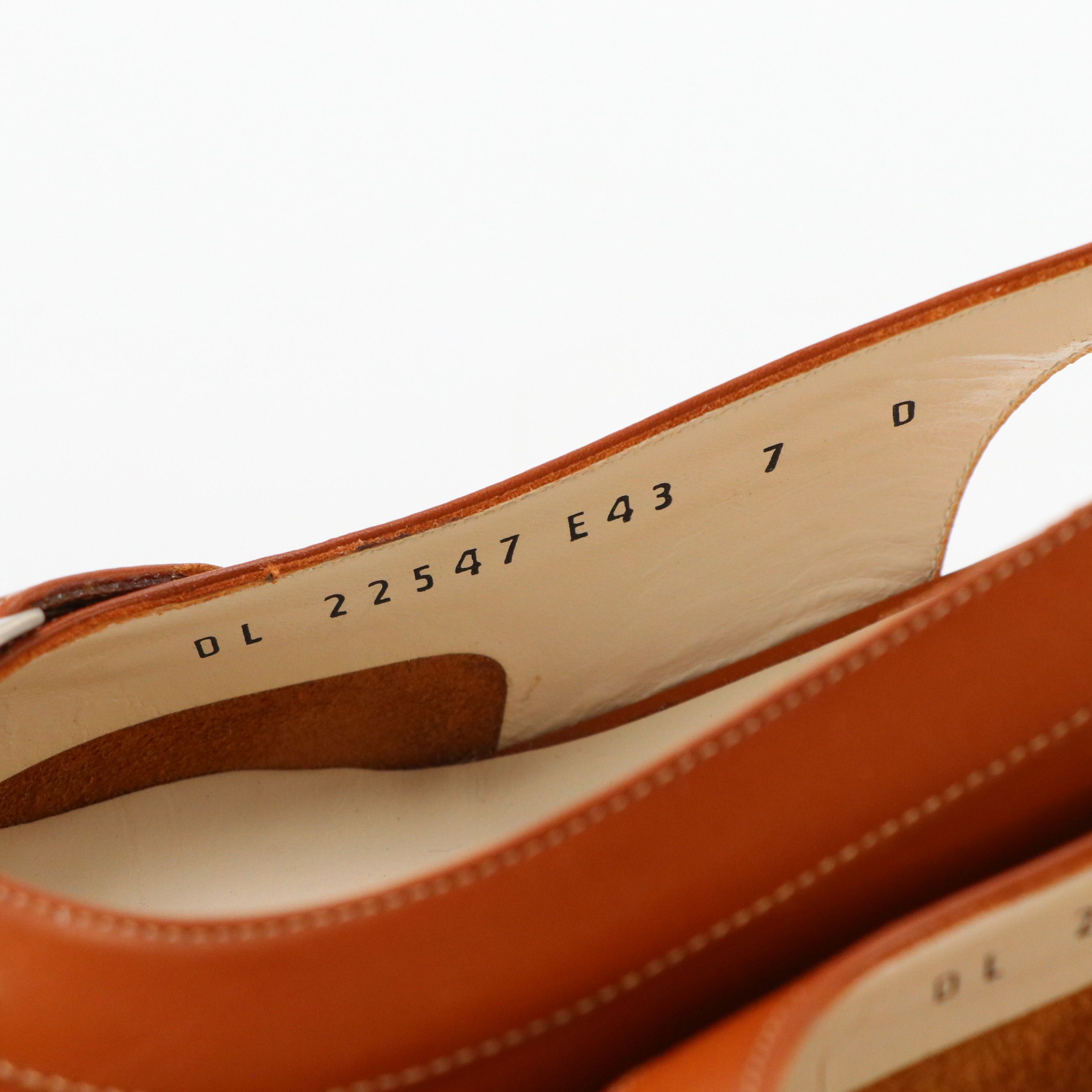 Salvatore Ferragamo Square-Toe Low Heeled Slingback Shoes in Caramel Leather