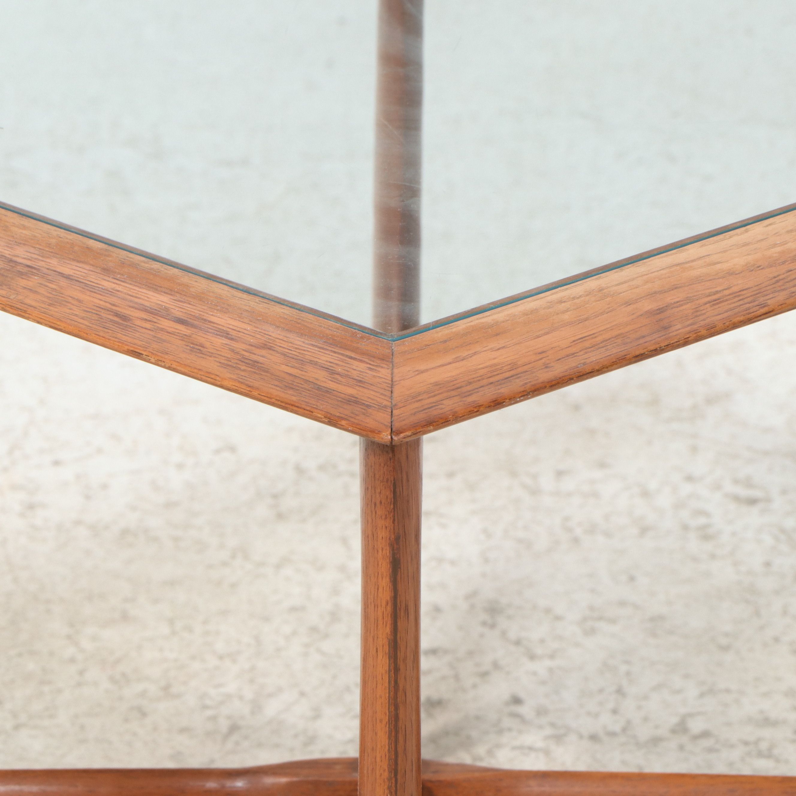 Lane Mid Century Modern "Silhouette" Walnut Glass Top Side Table