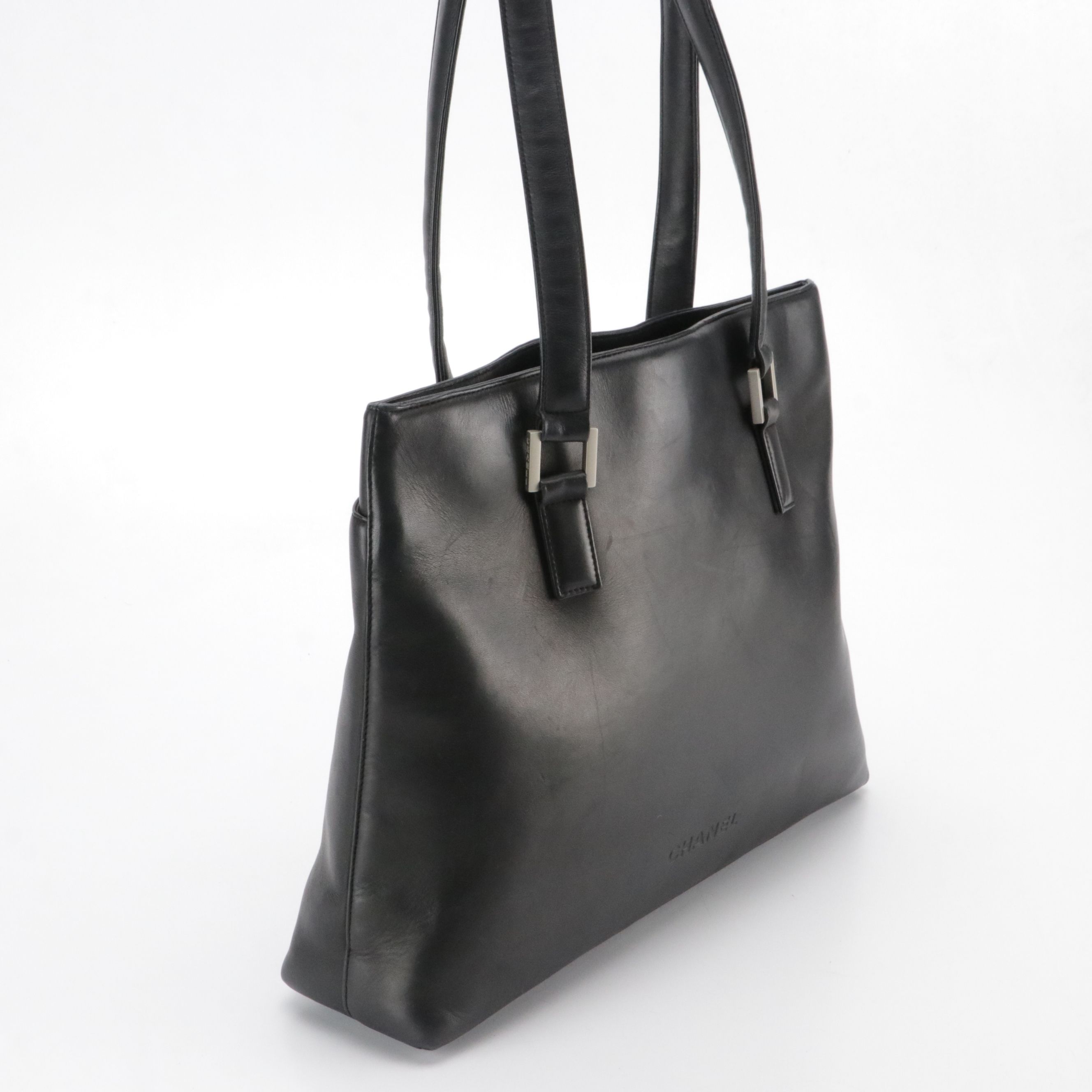 Chanel Black Lambskin Leather Shoulder Tote