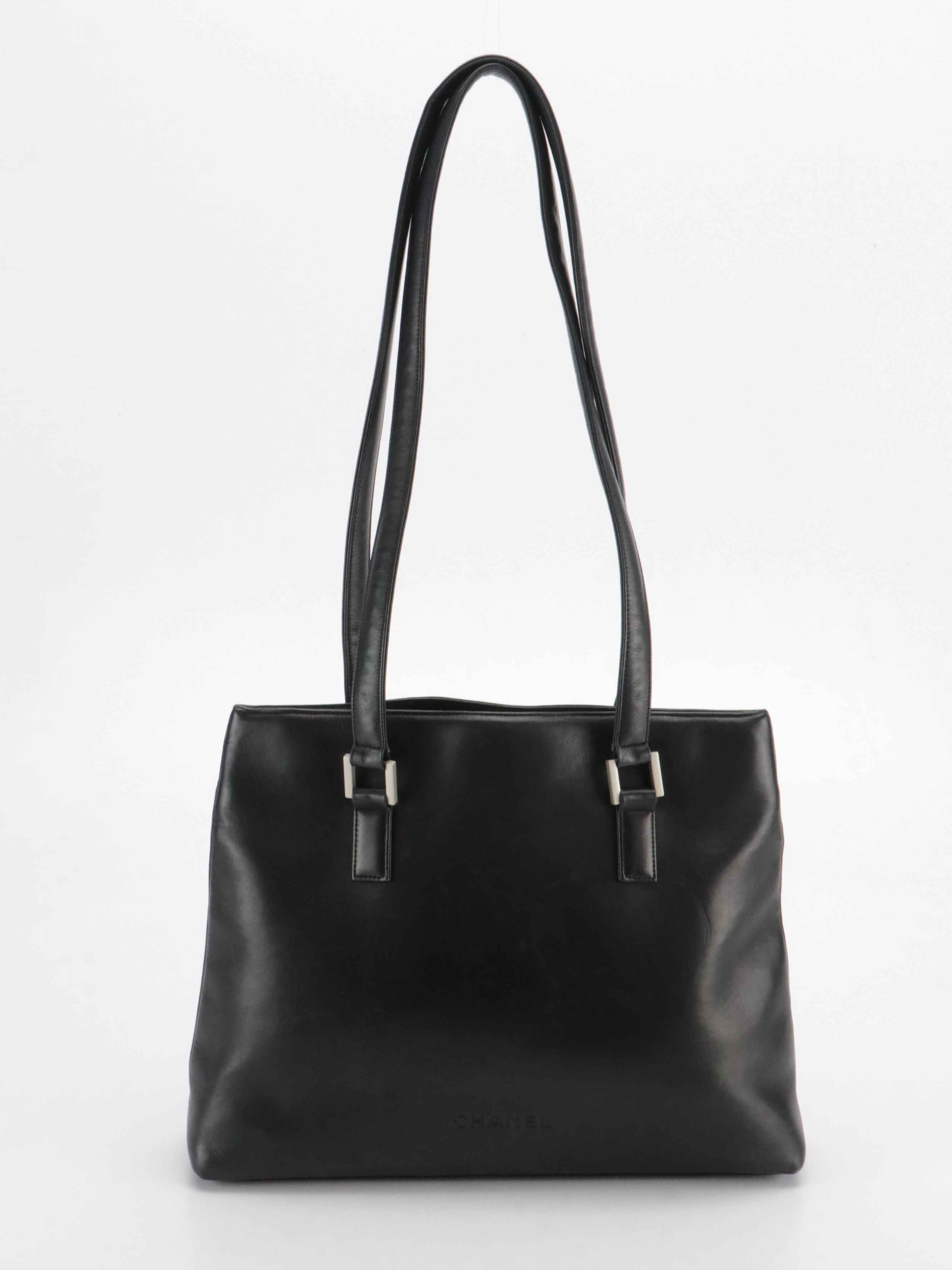 Chanel Black Lambskin Leather Shoulder Tote