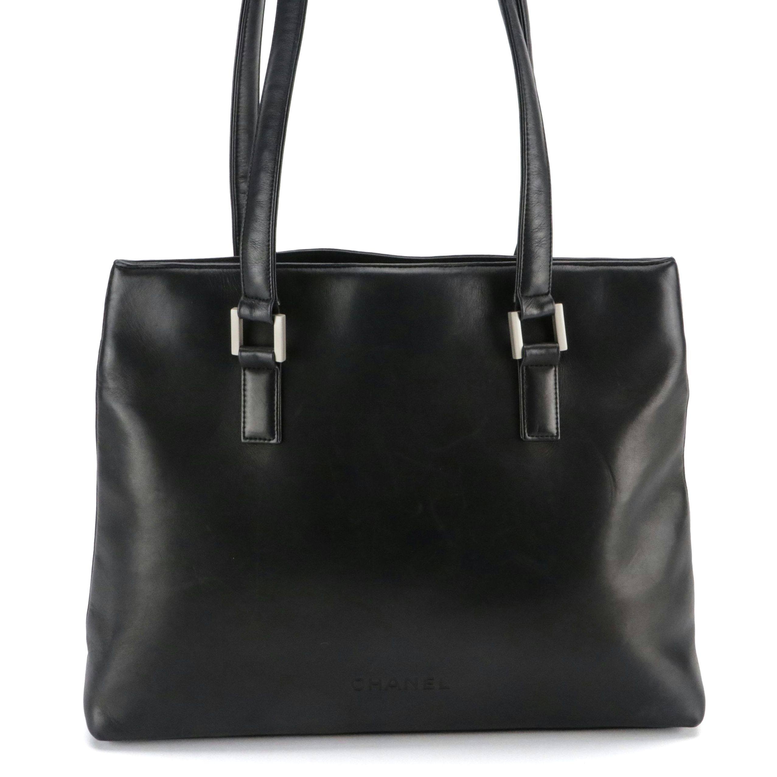 Chanel Black Lambskin Leather Shoulder Tote