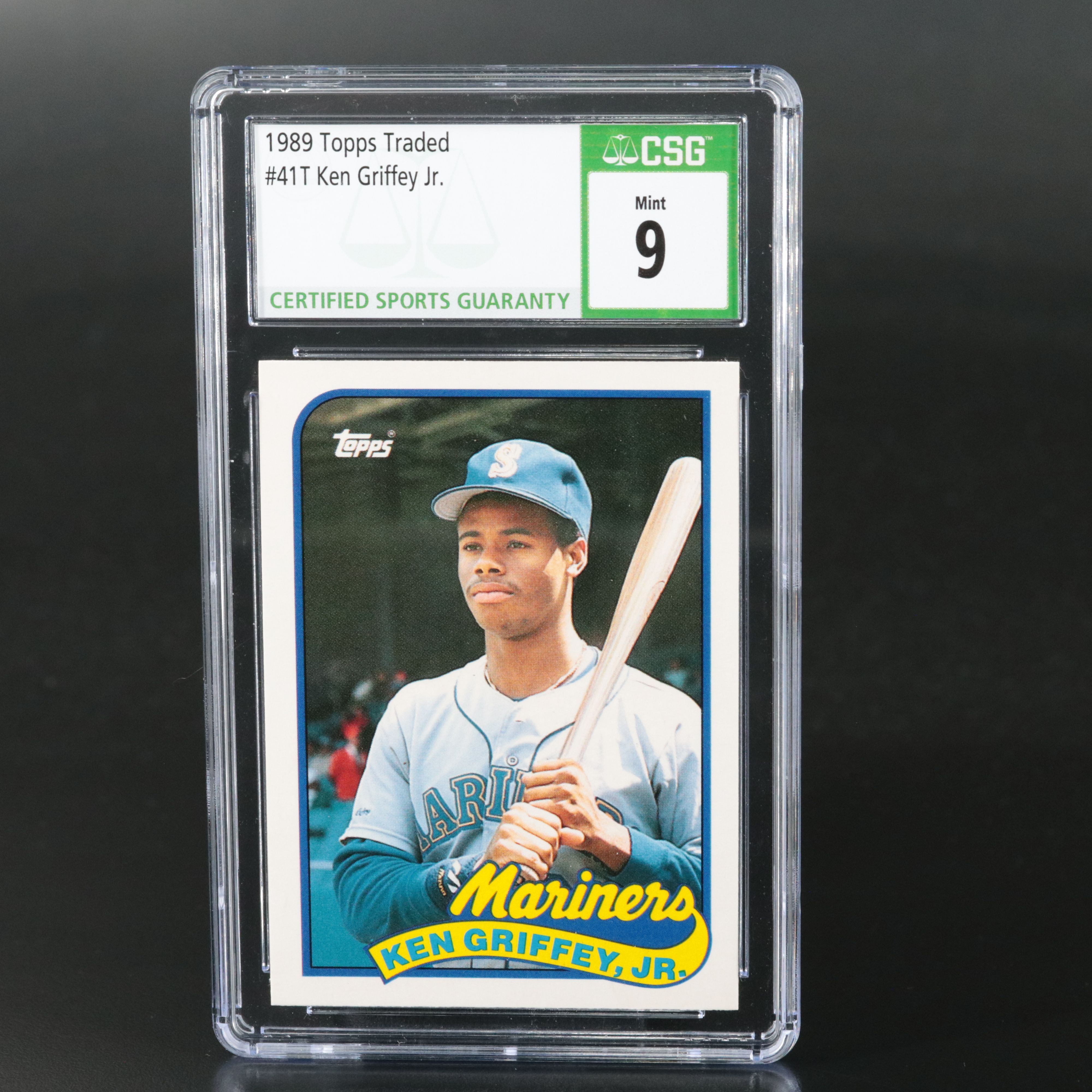1989 Topps Traded Ken Griffey Jr. Rookie Baseball Card Graded CSG 9
