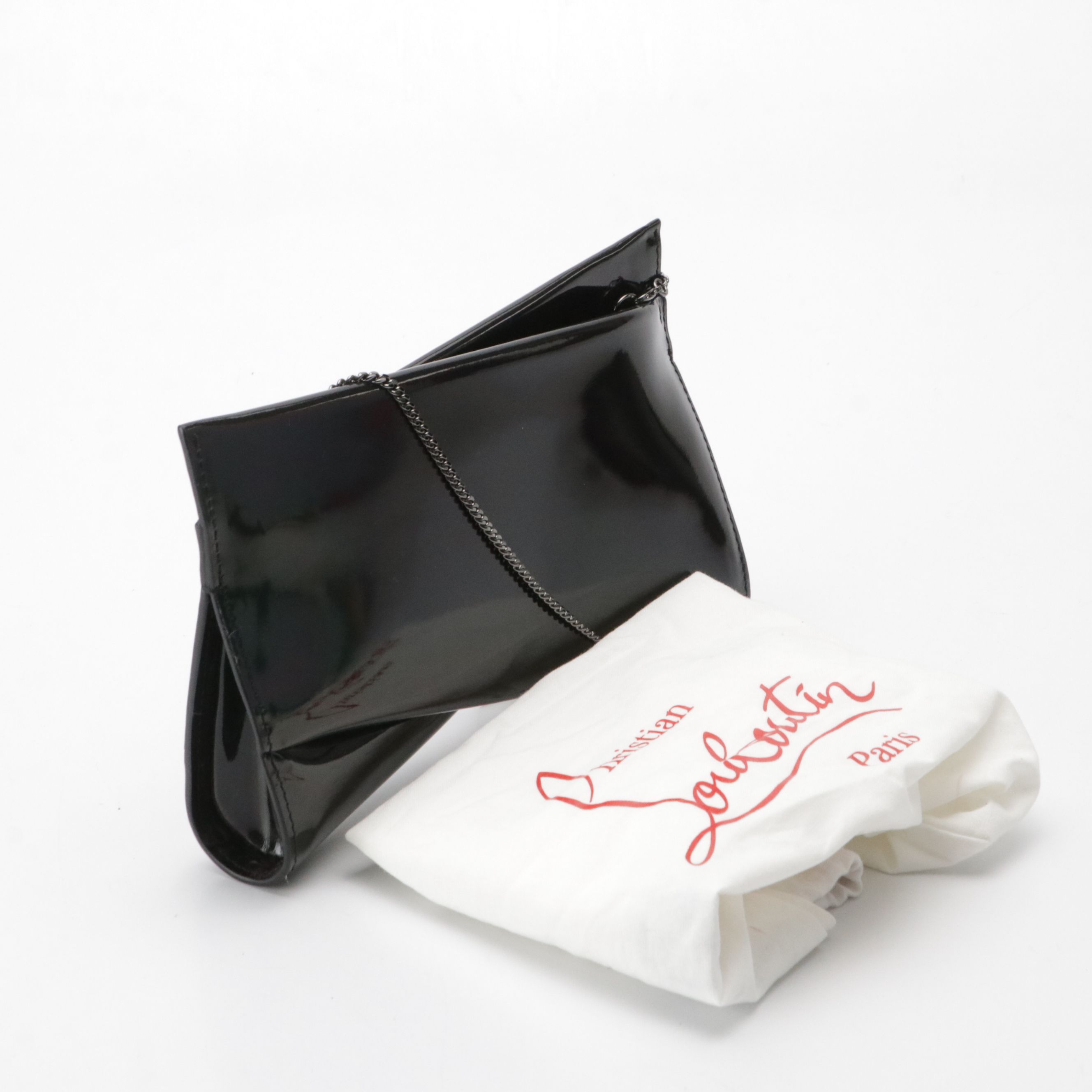 Christian Louboutin Holographic Patent Leather Loubitwist Clutch with Chain