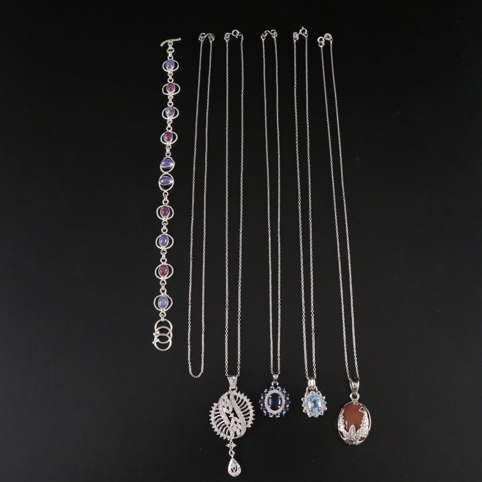 14 Assorted Sterling Silver Rings and Necklaces