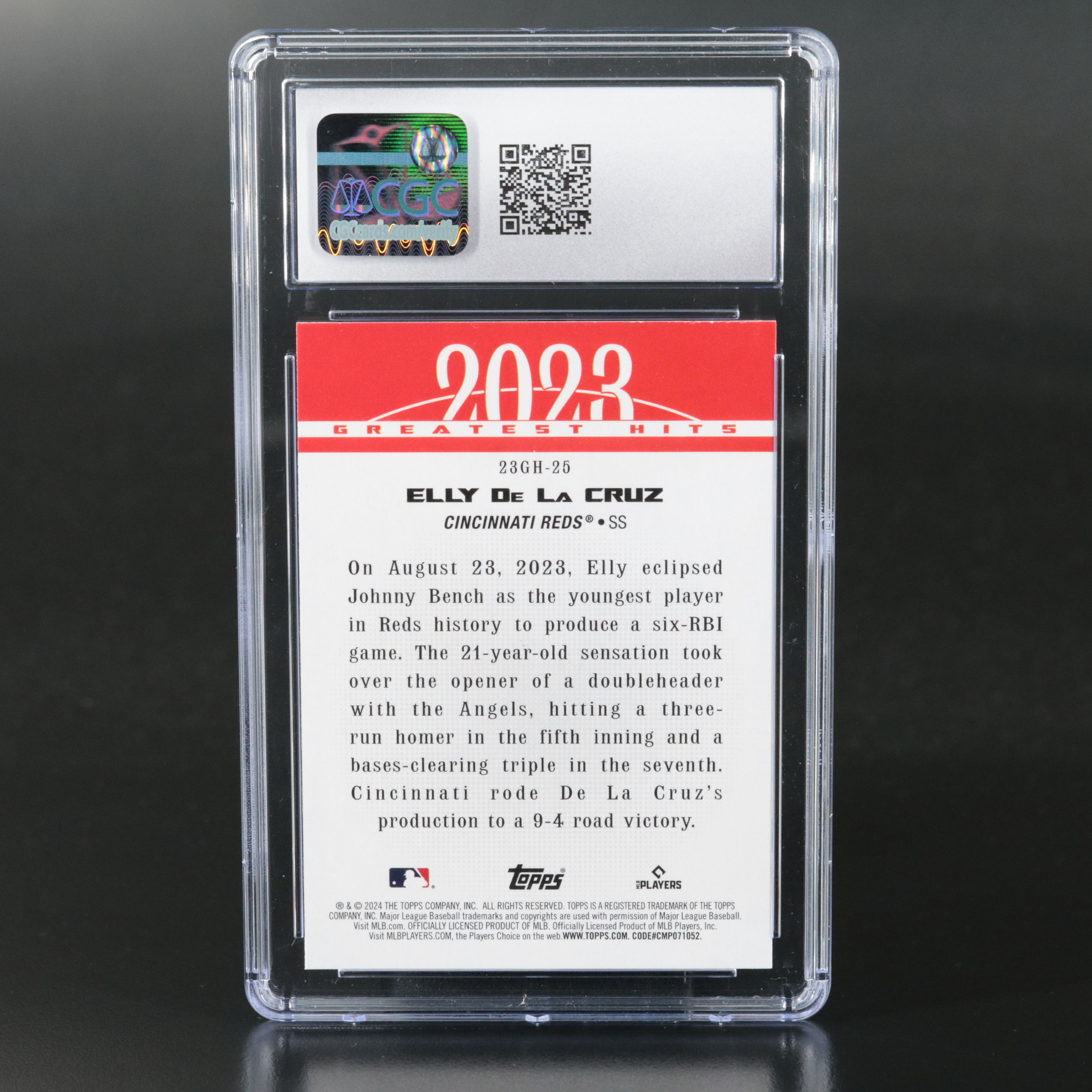 2024 Topps Elly De La Cruz ‘23 Greatest Hits Rookie Card Graded CGC 10
