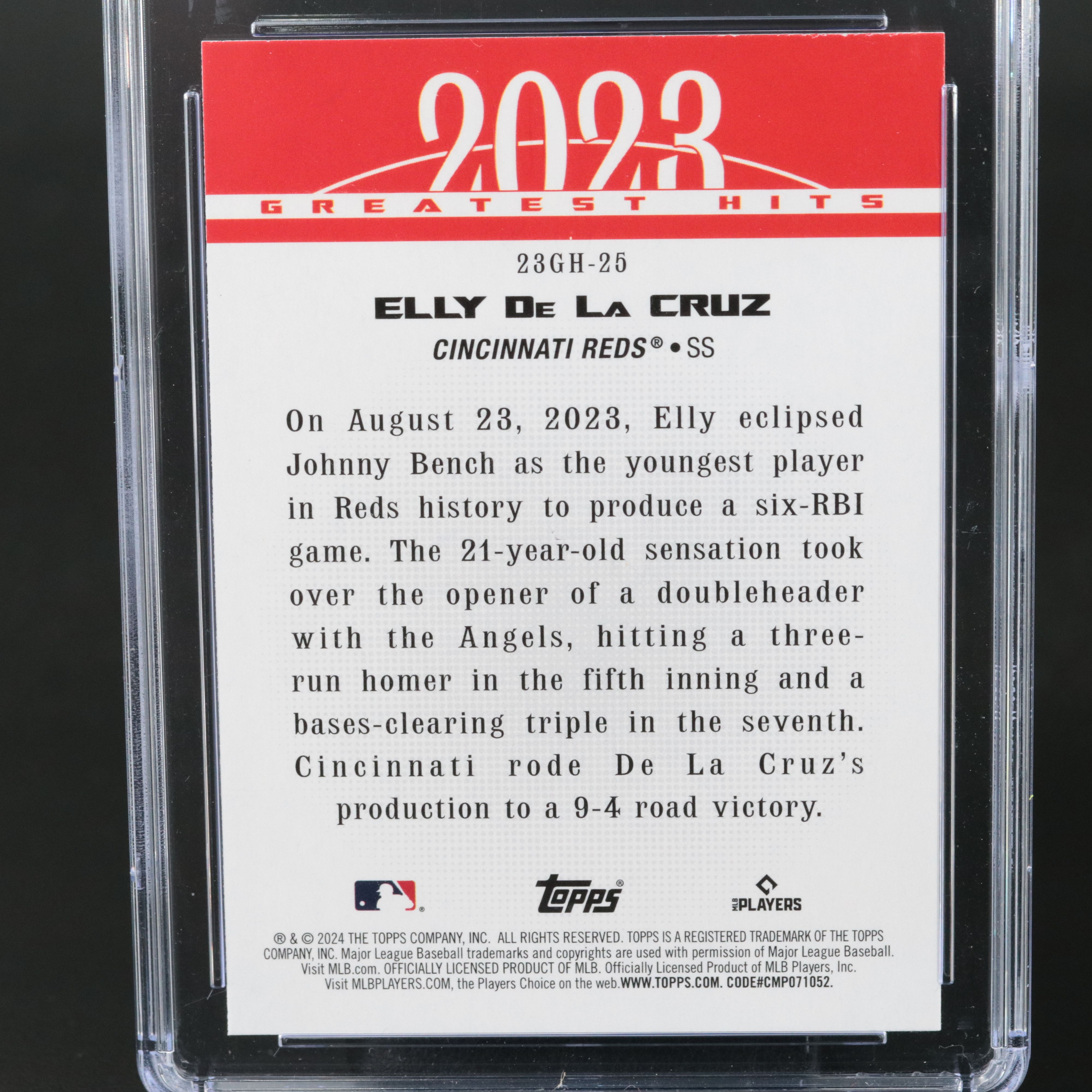 2024 Topps Elly De La Cruz ‘23 Greatest Hits Rookie Card Graded CGC 10