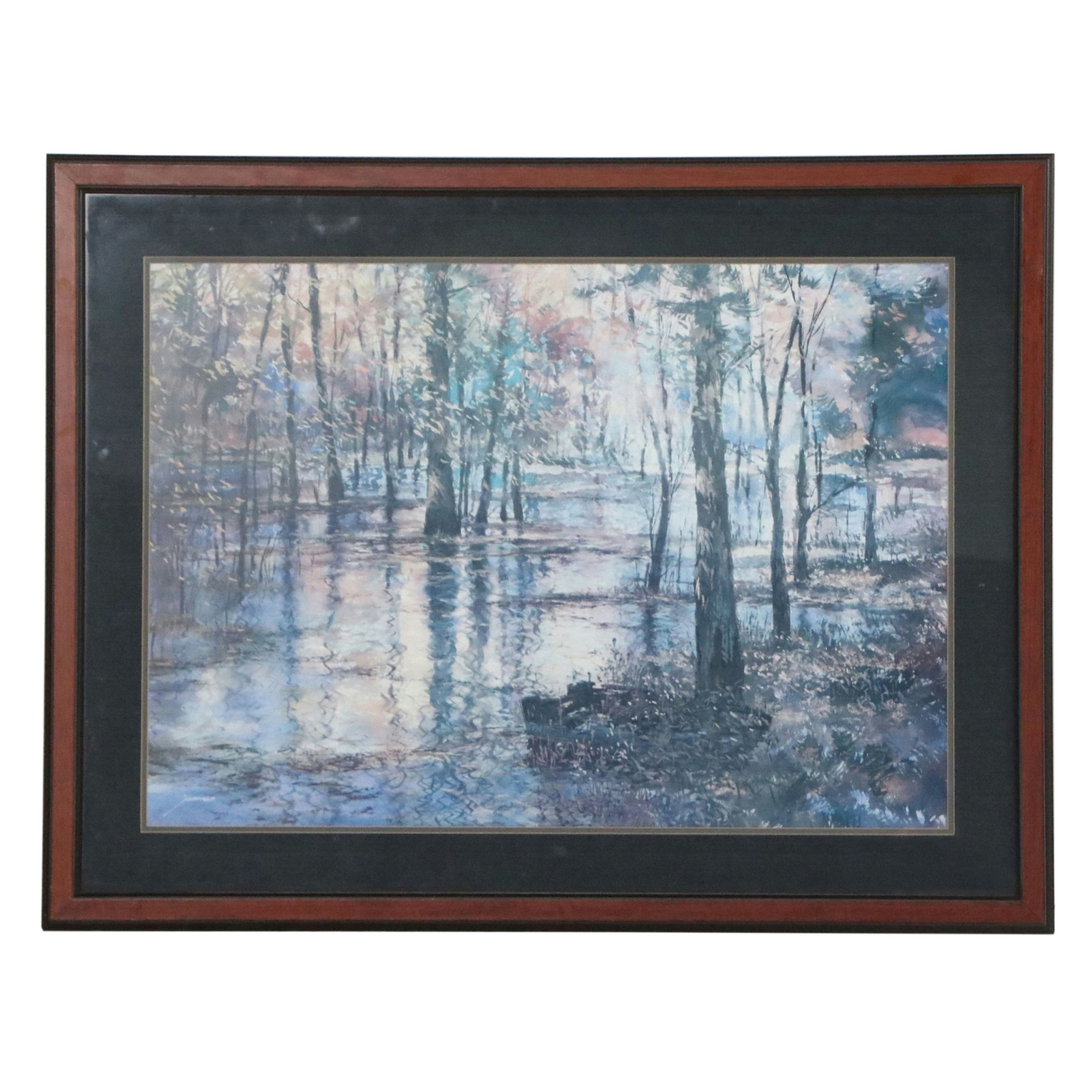 After Michael Schofield Offset Lithograph of Forest Stream, Late 20th Century