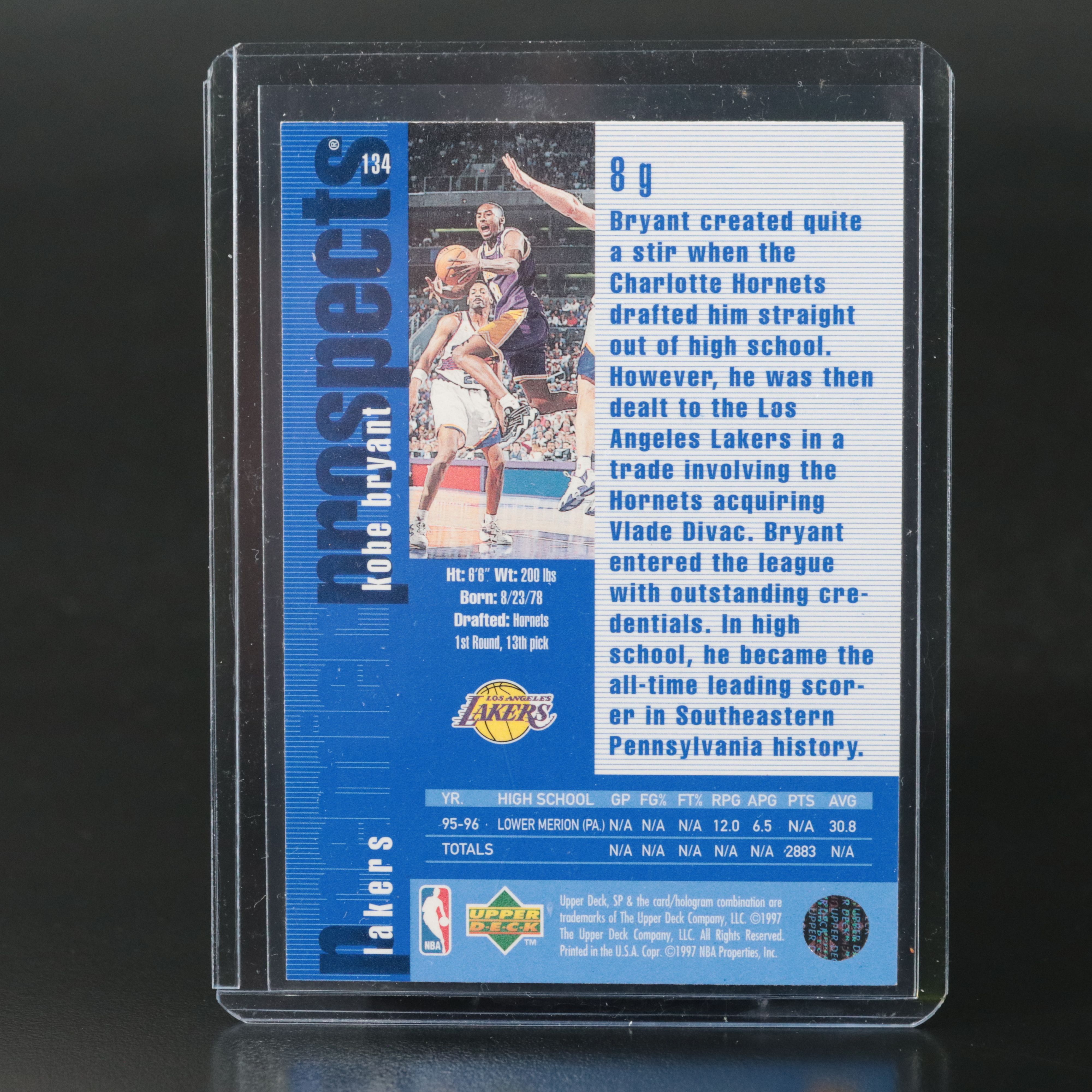 1996-97 SP Kobe Bryant Los Angeles Lakers Rookie Card