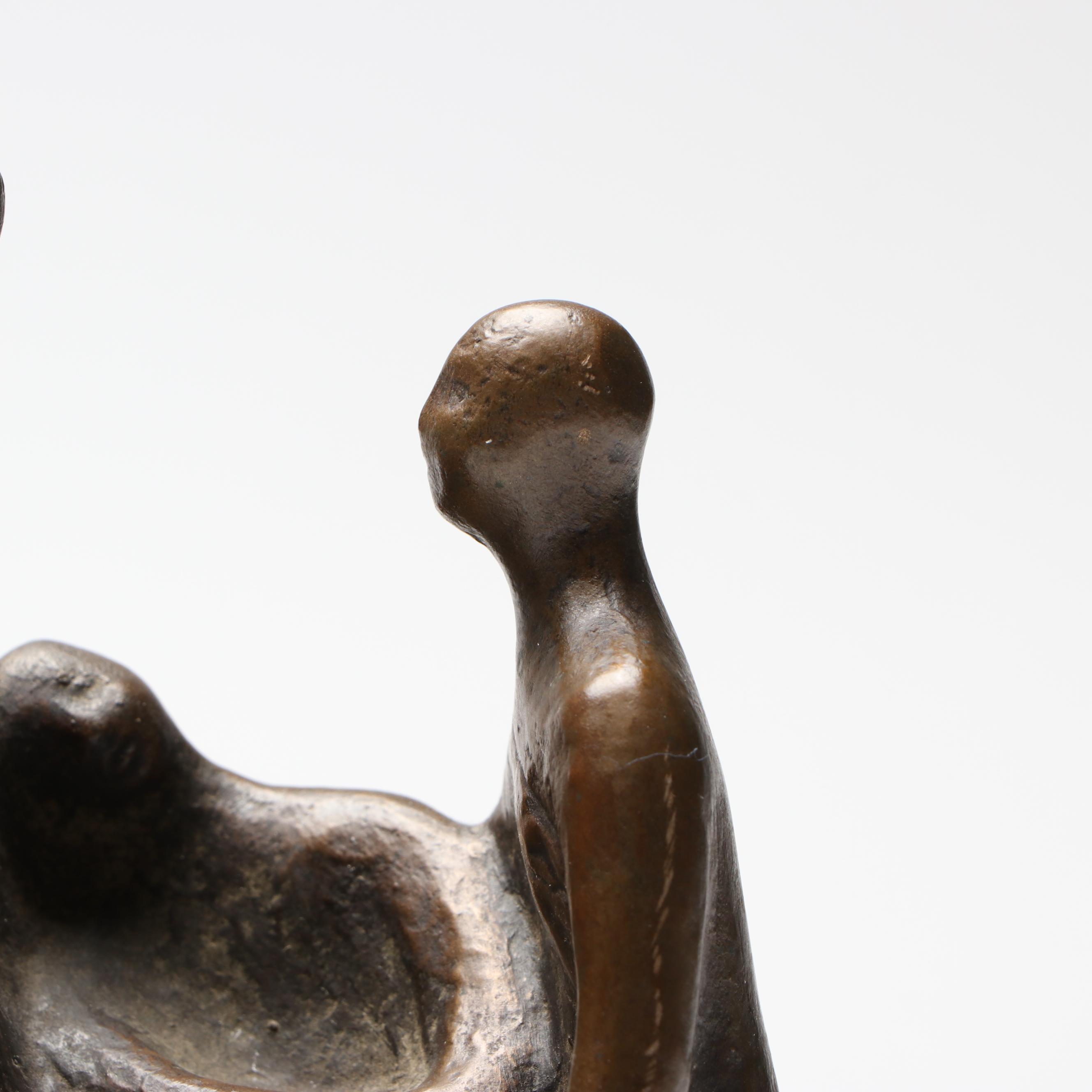 Signed Modernist Style Bronzed Resin Family, Style of Henry Moore