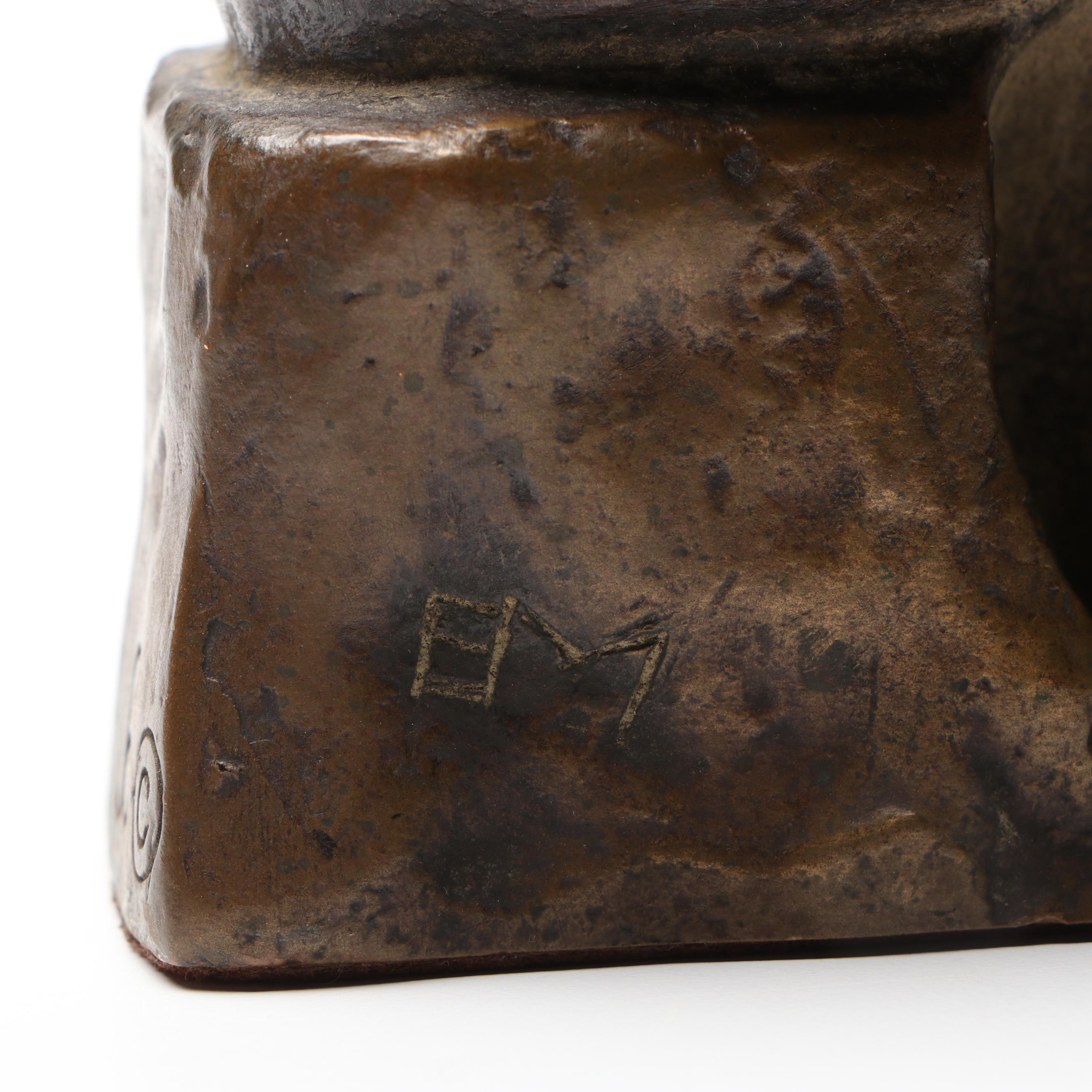 Signed Modernist Style Bronzed Resin Family, Style of Henry Moore