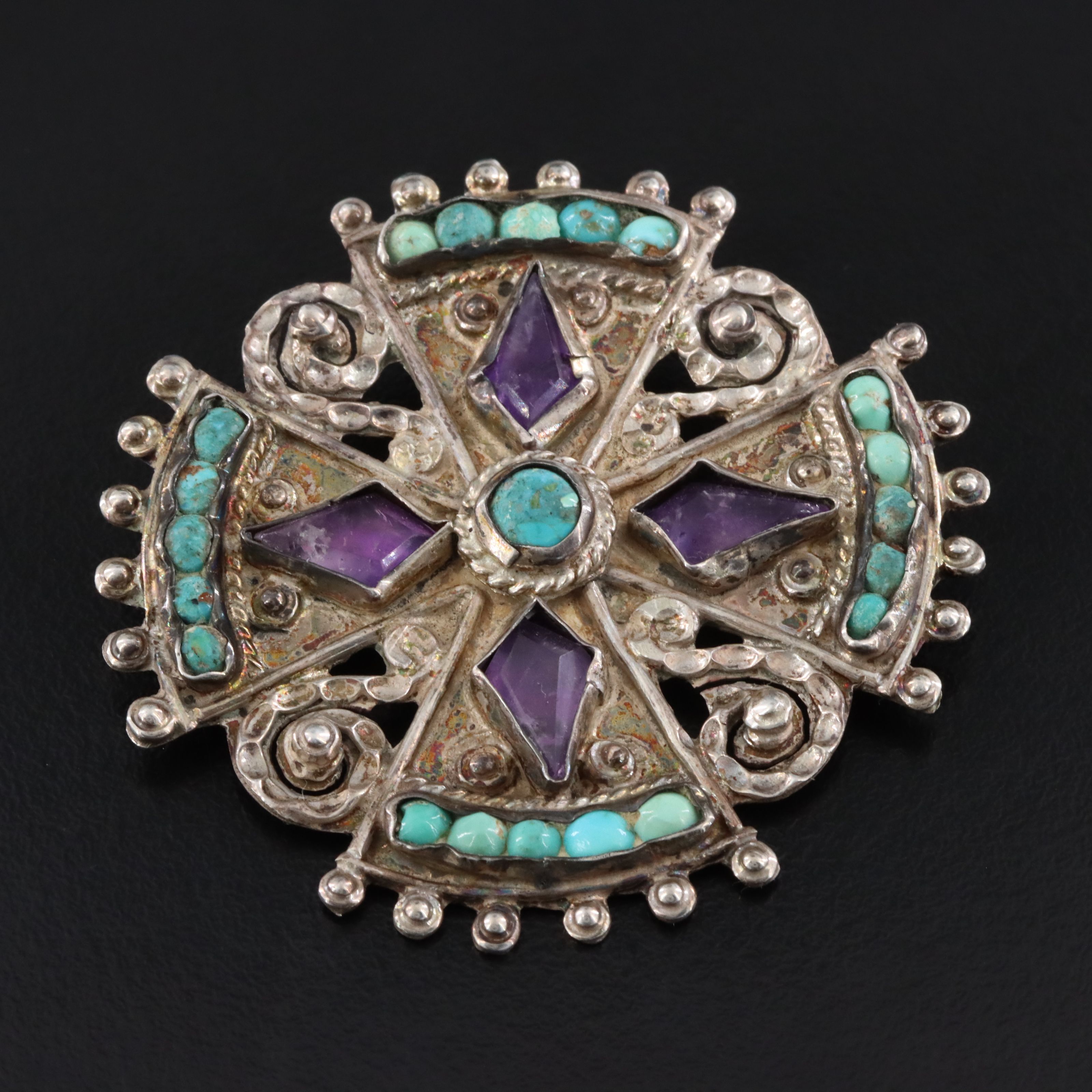 Ricardo Salas for Matilde Eugenia Poulat Sterling Gemstone Converter Brooch