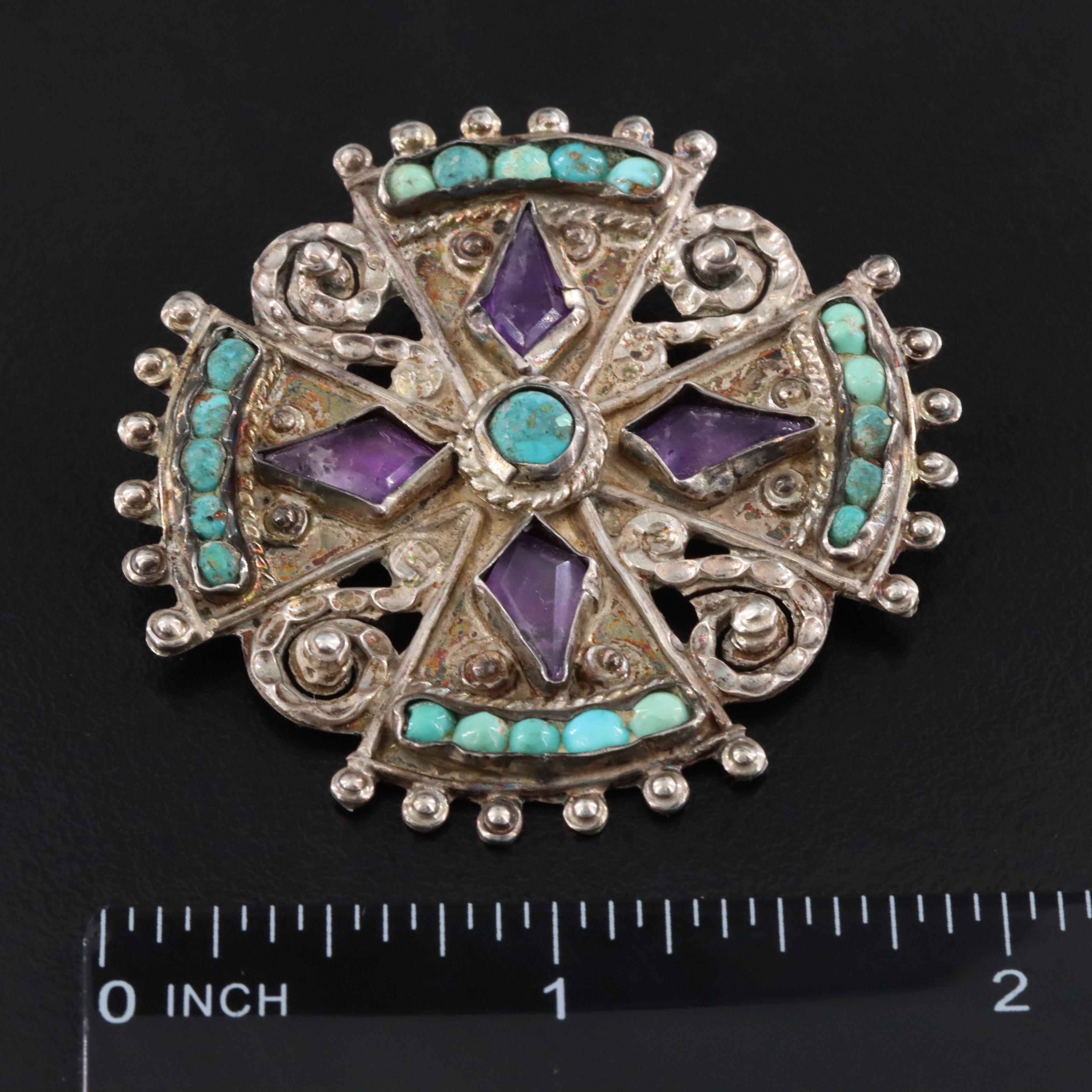 Ricardo Salas for Matilde Eugenia Poulat Sterling Gemstone Converter Brooch