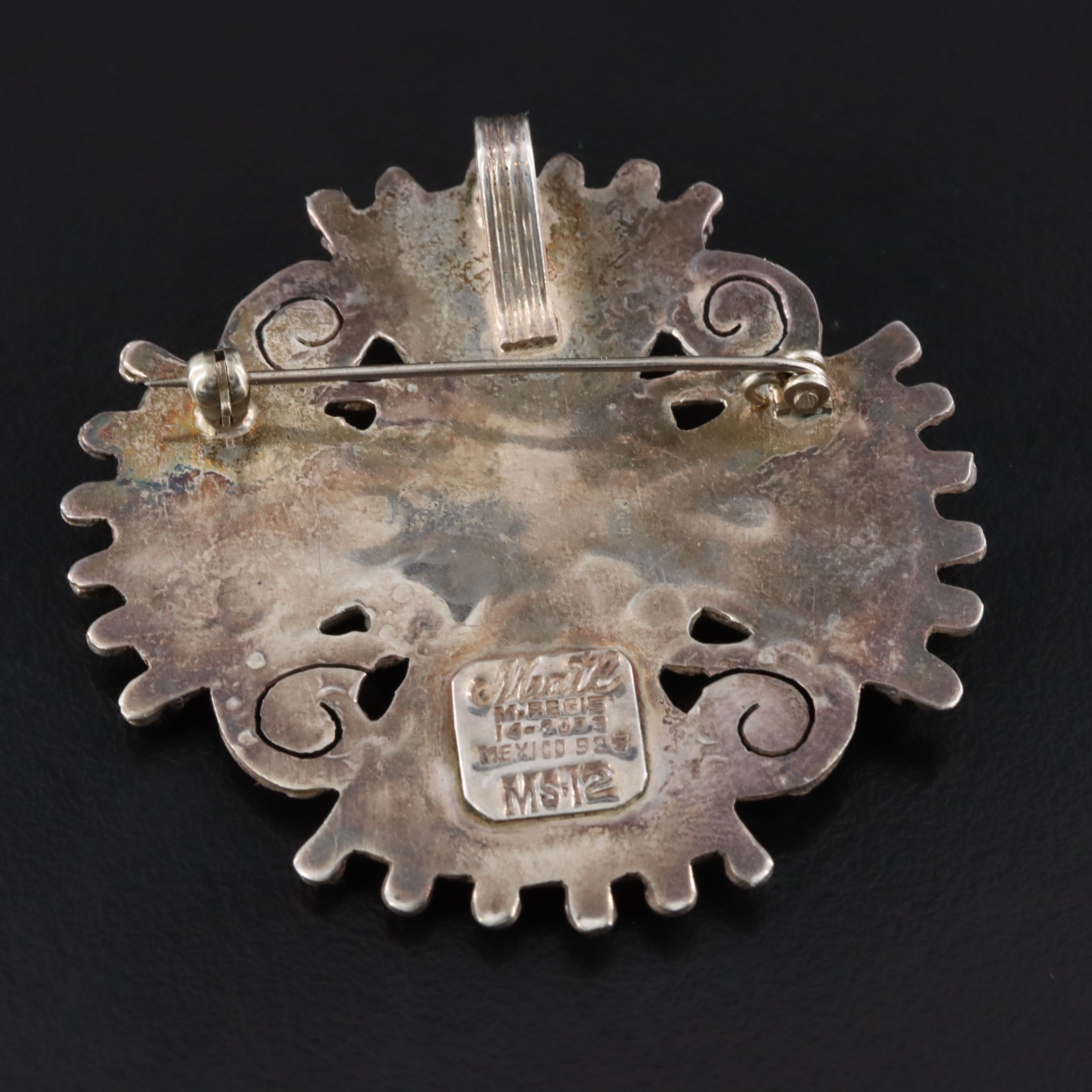 Ricardo Salas for Matilde Eugenia Poulat Sterling Gemstone Converter Brooch