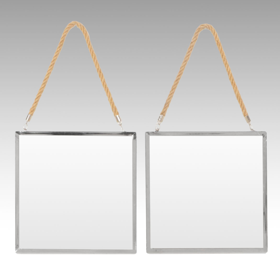 Pair of Hanging Metal Framed Mirrors