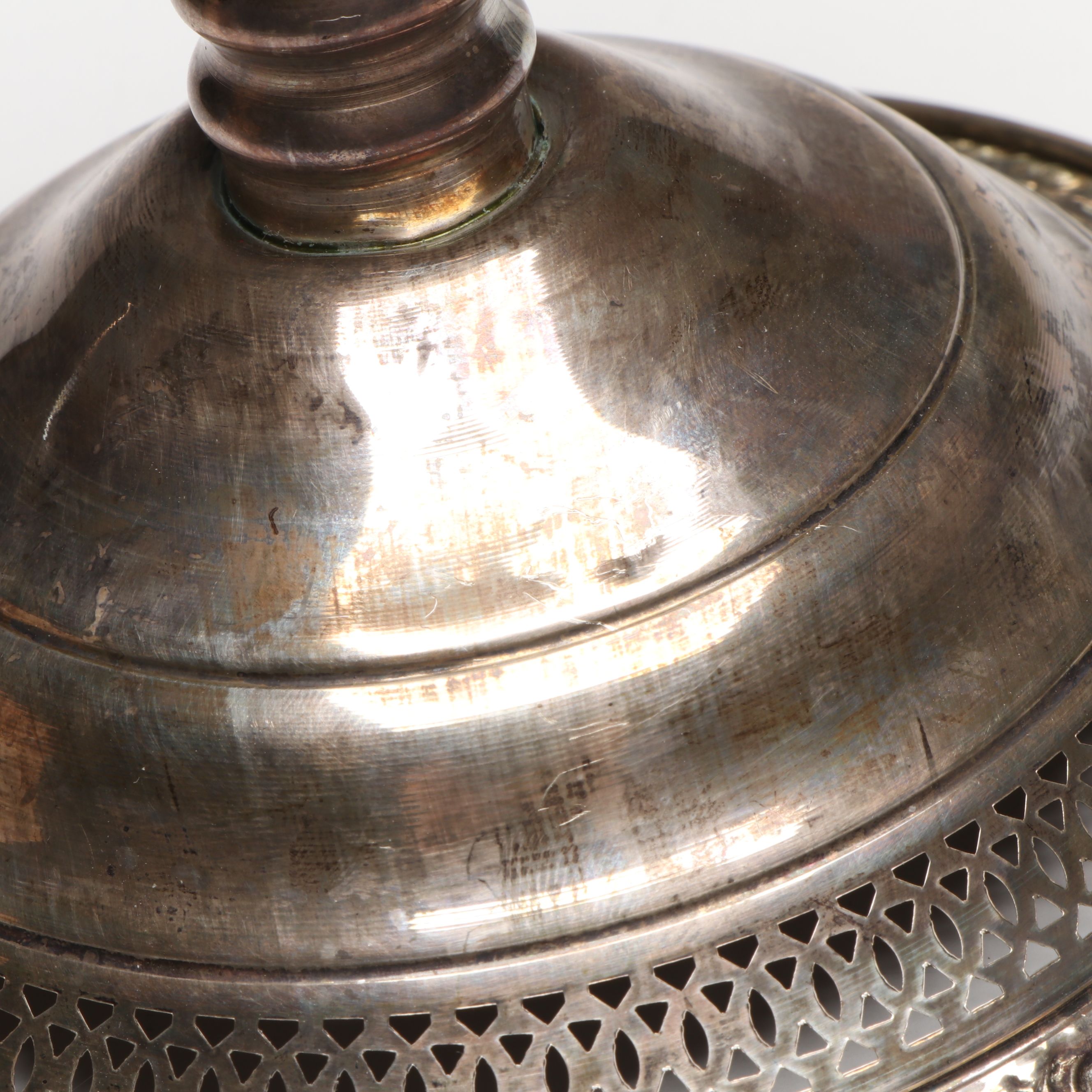 Sterling Silver Reticulated Compote with F. B. Rodgers Silver Plate Snuffer