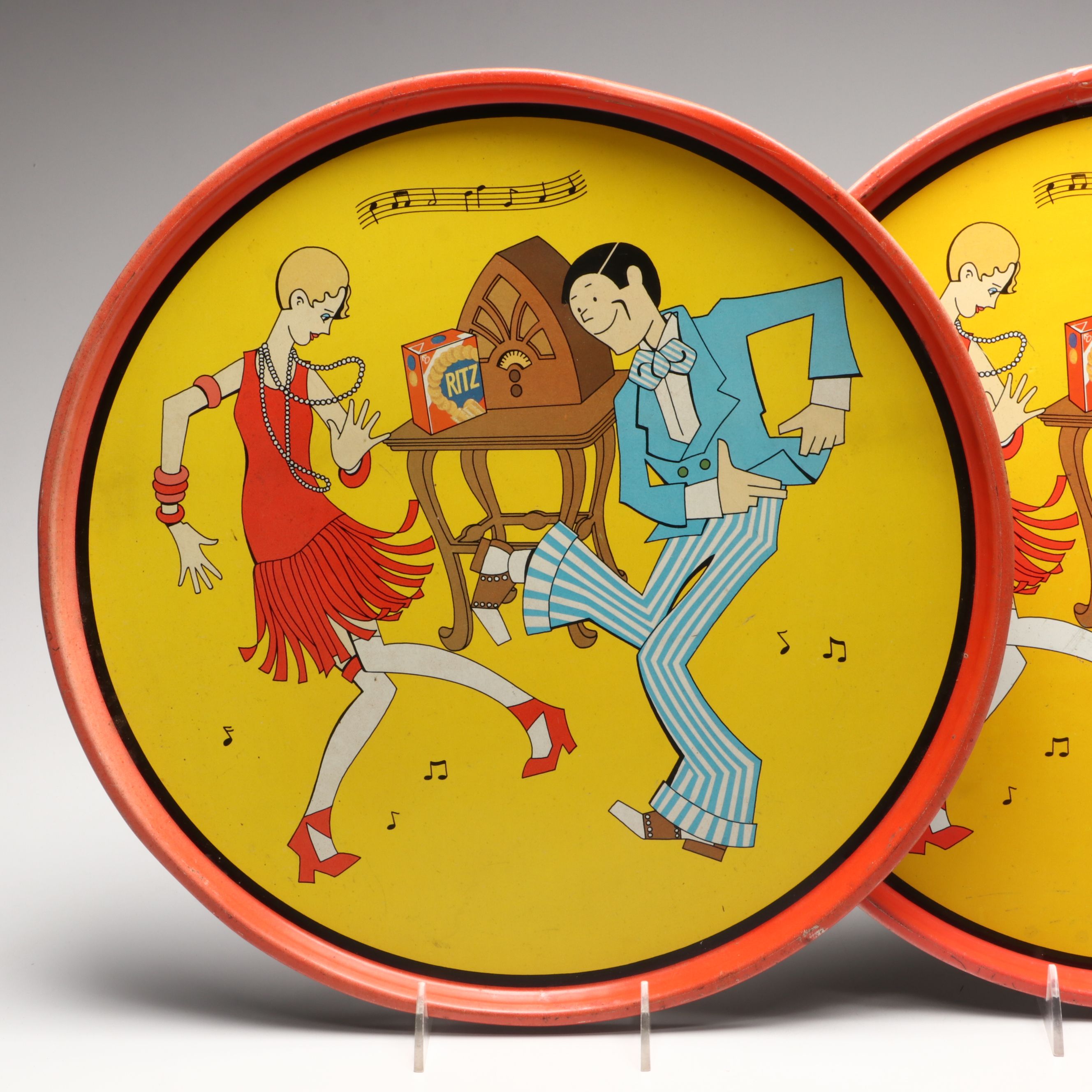 Ritz Crackers Flapper Advertising Trays, Mid-20th Century