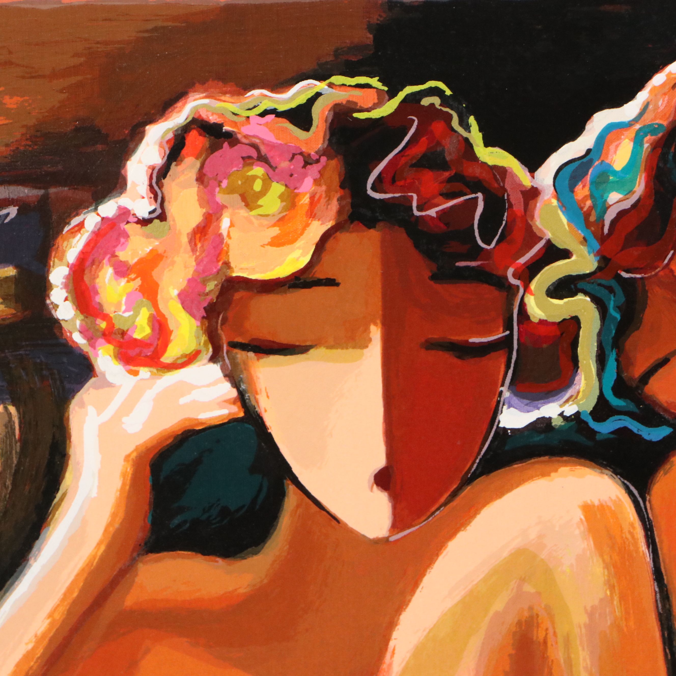 Michael Kerzner Serigraph "Sisters," Late 20th to 21st Century