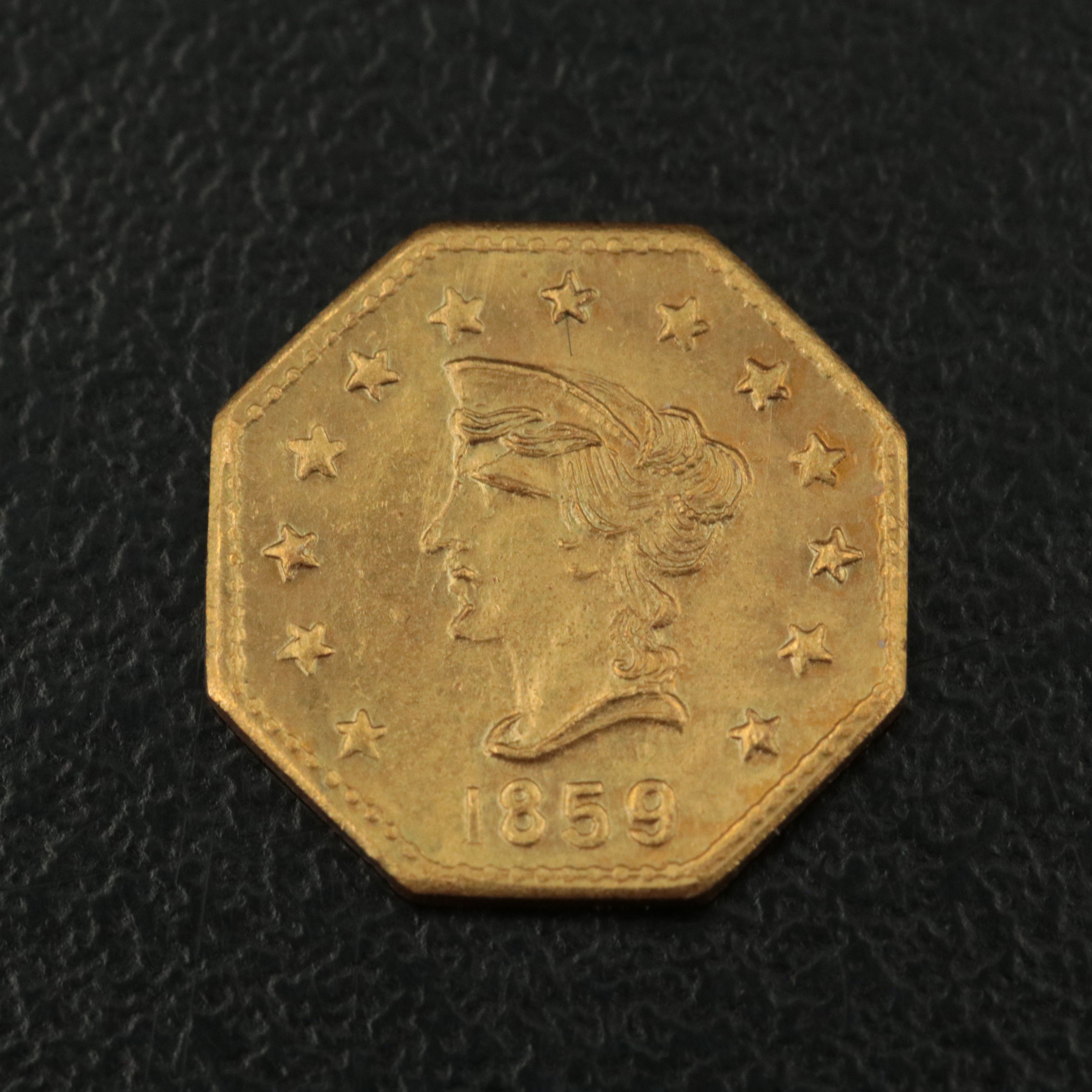 1859 Souvenir California Fractional Gold Coin (THERE IS NO GOLD IN THIS COIN)