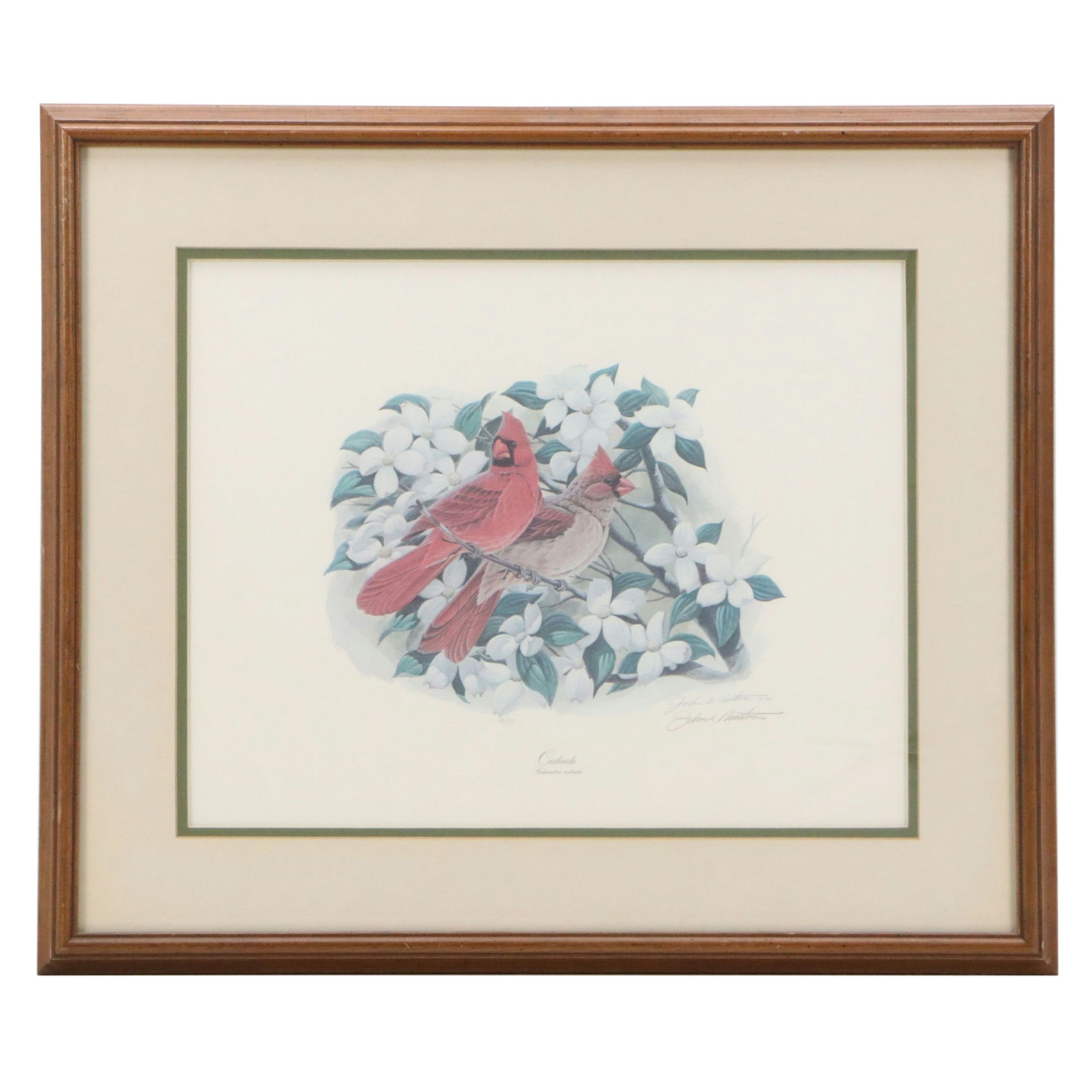 John A. Ruthven Offset Lithograph "Cardinals," Late 20th Century
