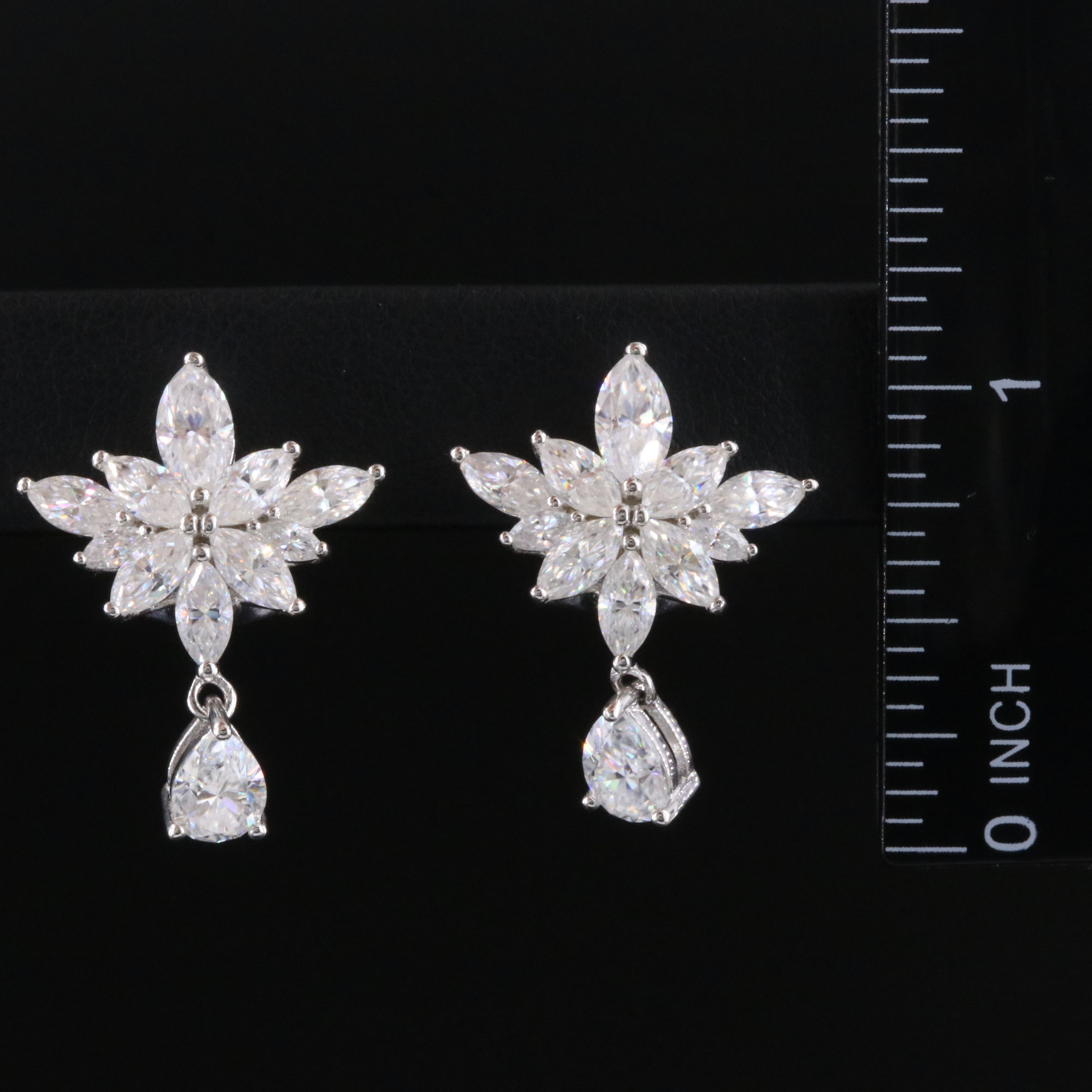 Sterling Moissanite Cluster Drop Earring