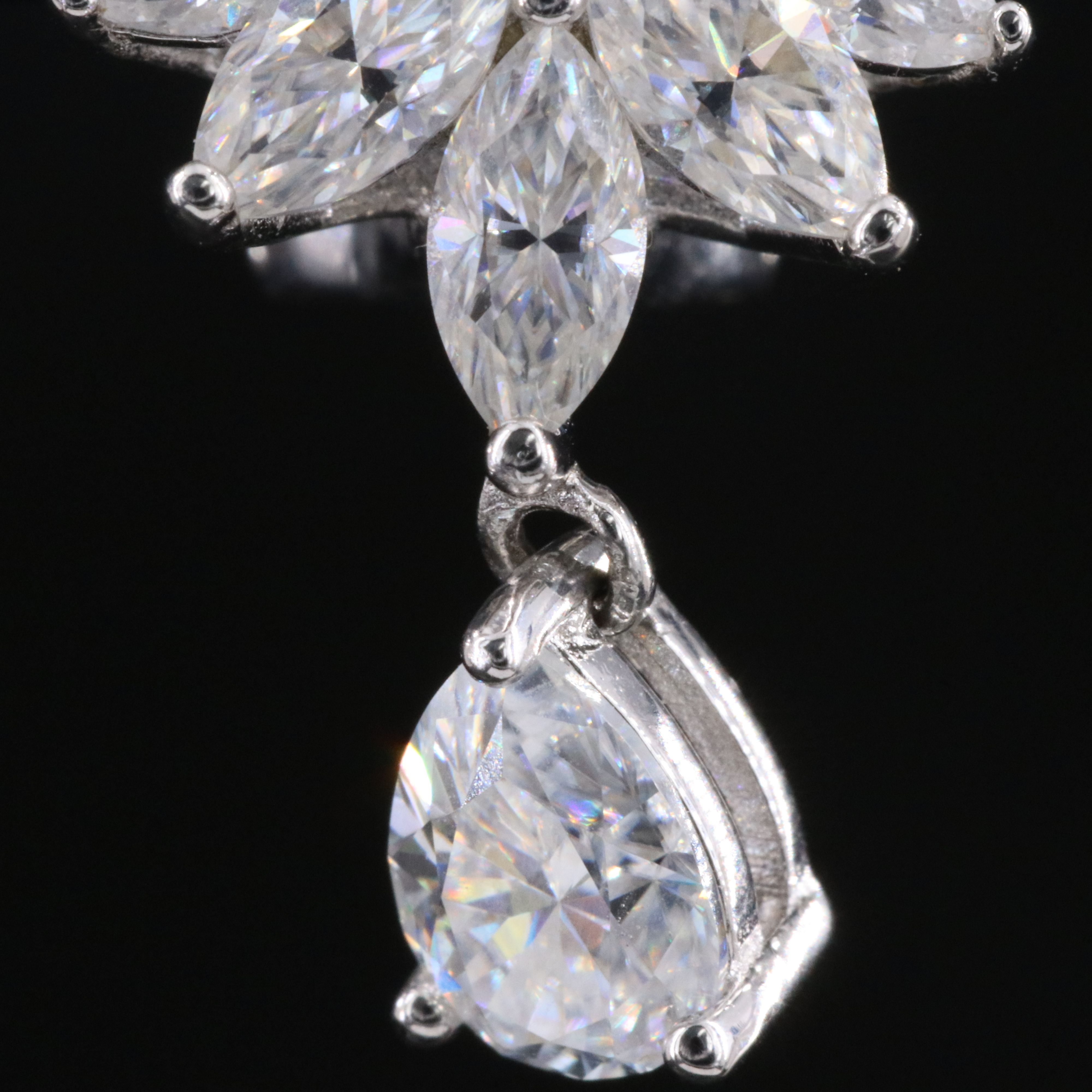 Sterling Moissanite Cluster Drop Earring