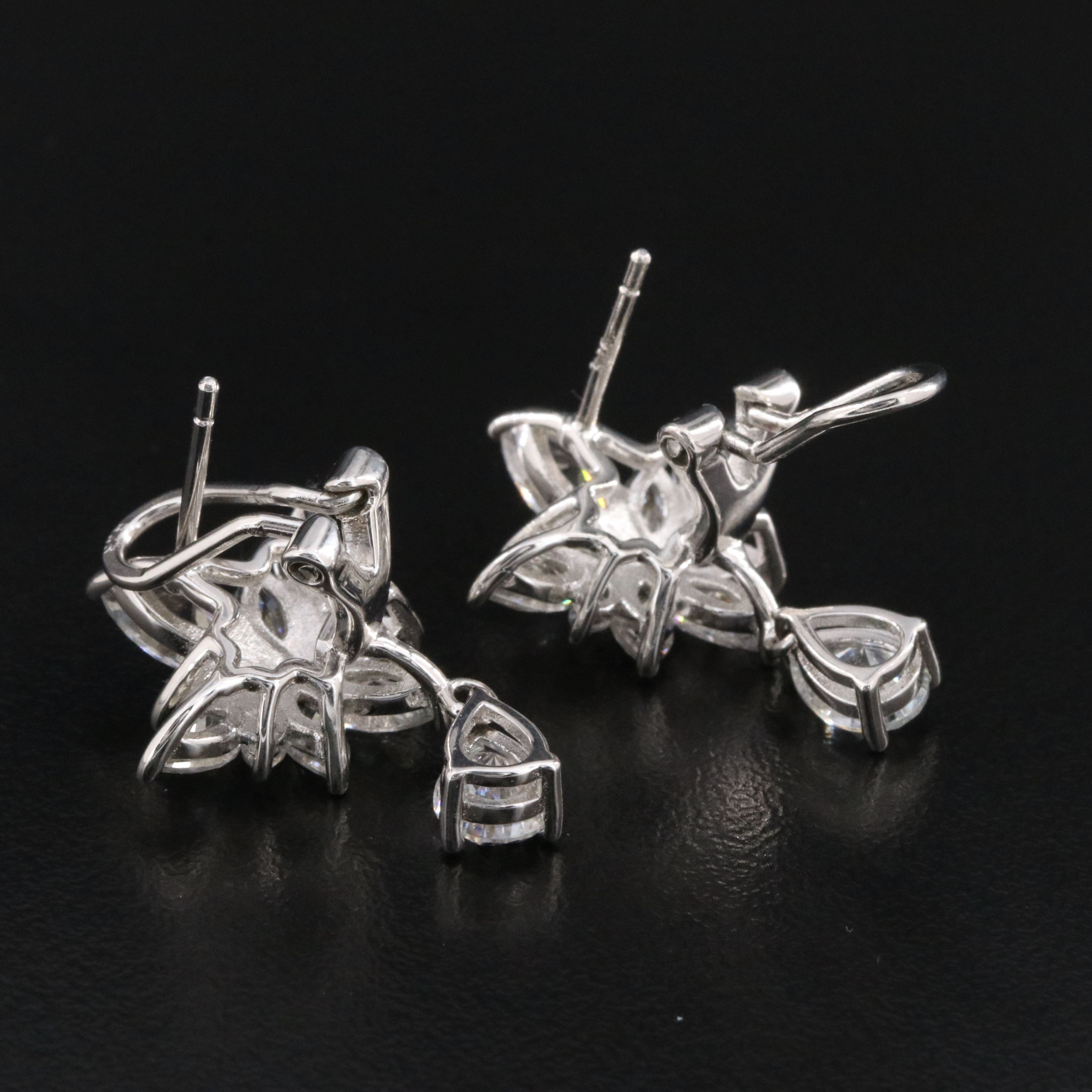 Sterling Moissanite Cluster Drop Earring