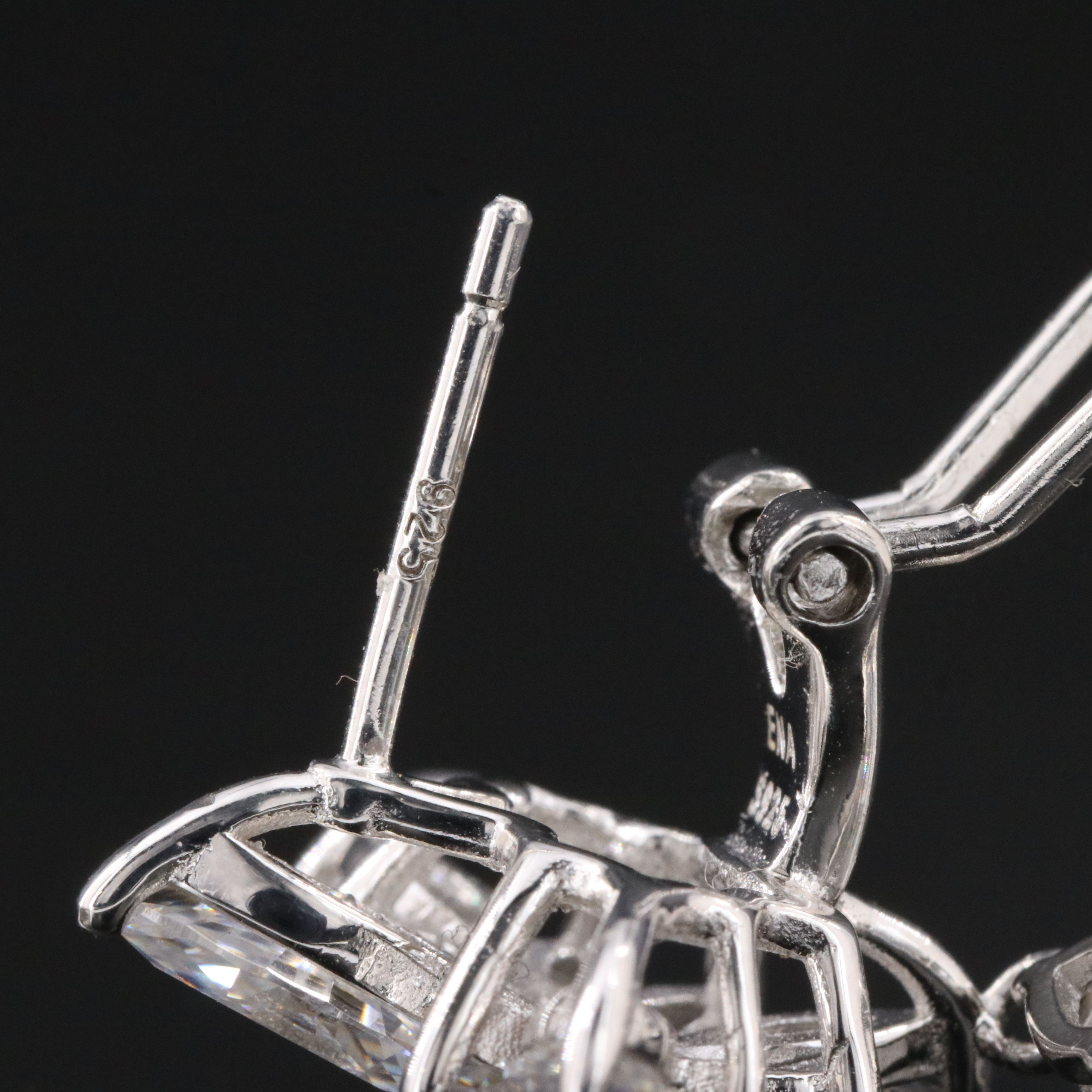 Sterling Moissanite Cluster Drop Earring