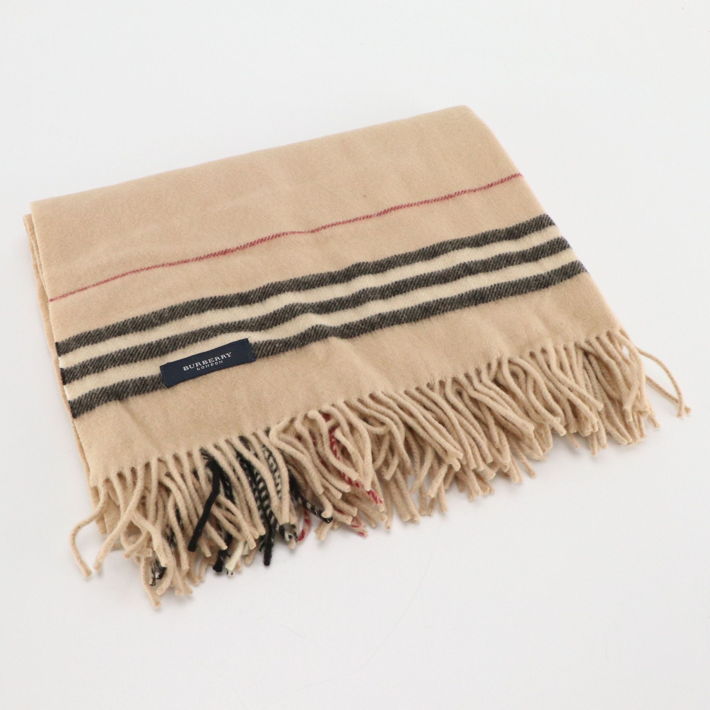 Burberry London Check Wool Fringe Scarf