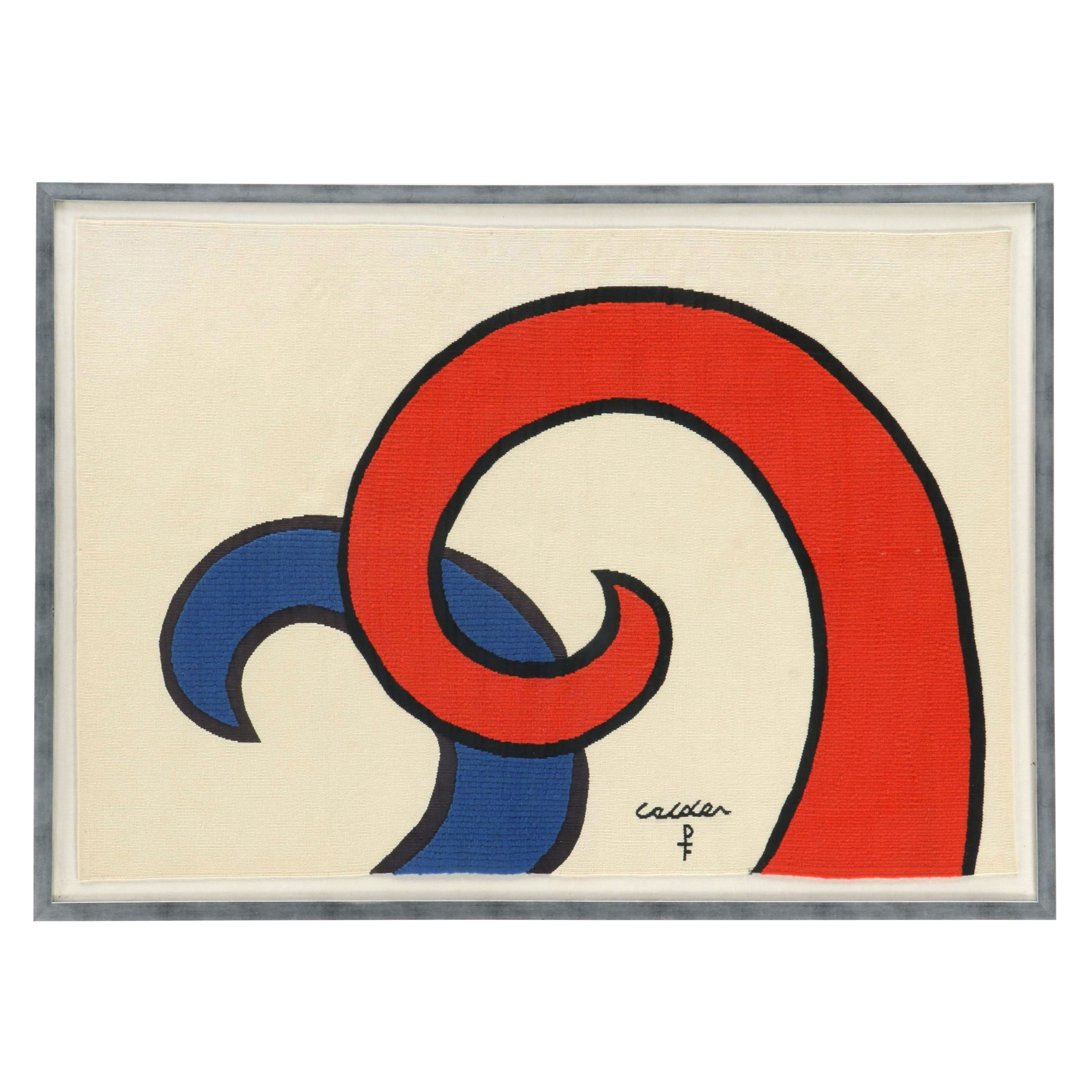 After Alexander Calder Wool Tapestry "Les Vagues," 1975