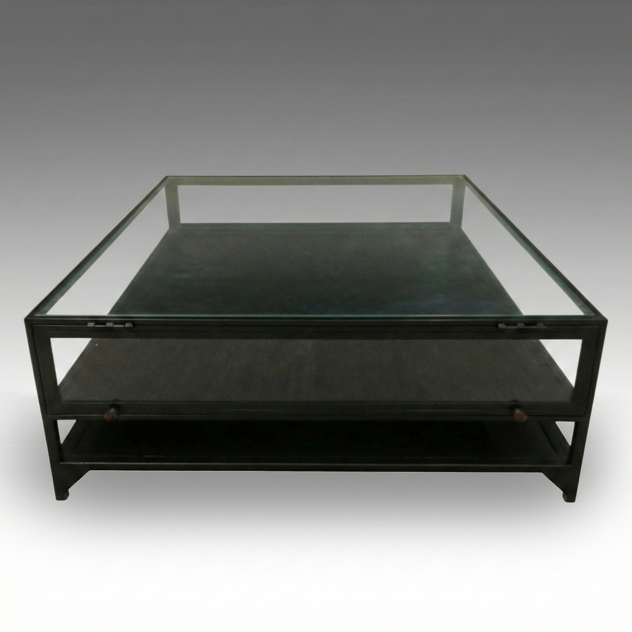 Contemporary Black Framed Glass Panel Coffee Table