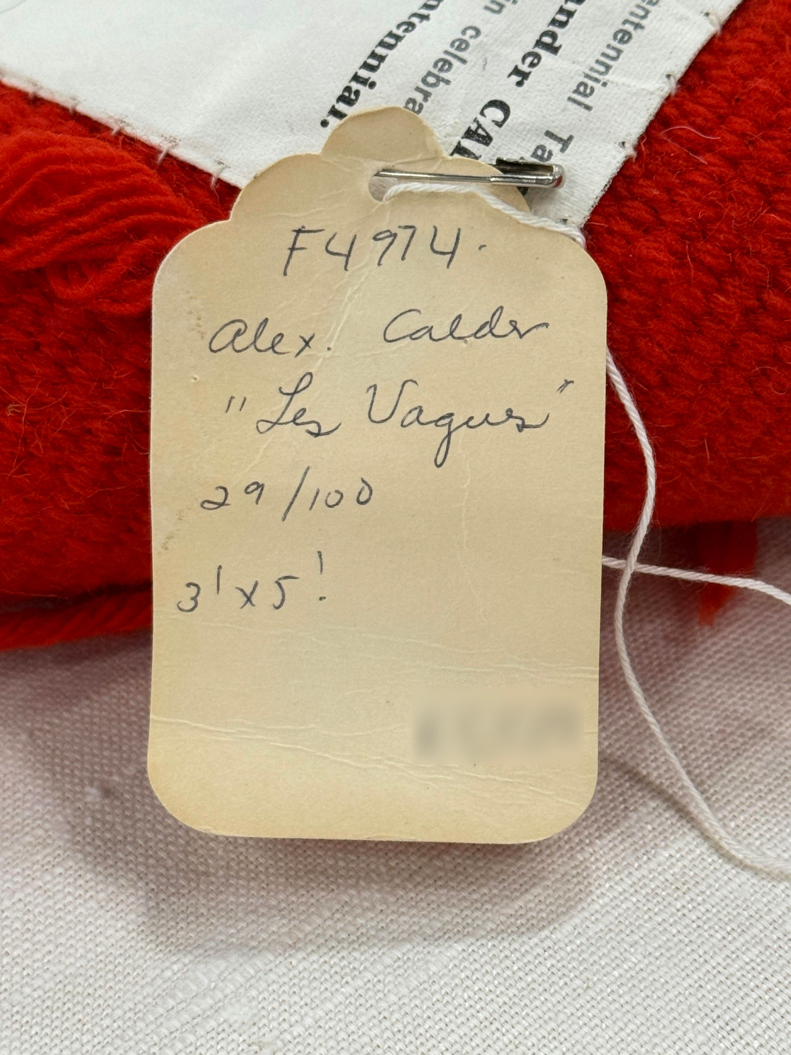 After Alexander Calder Wool Tapestry "Les Vagues," 1975