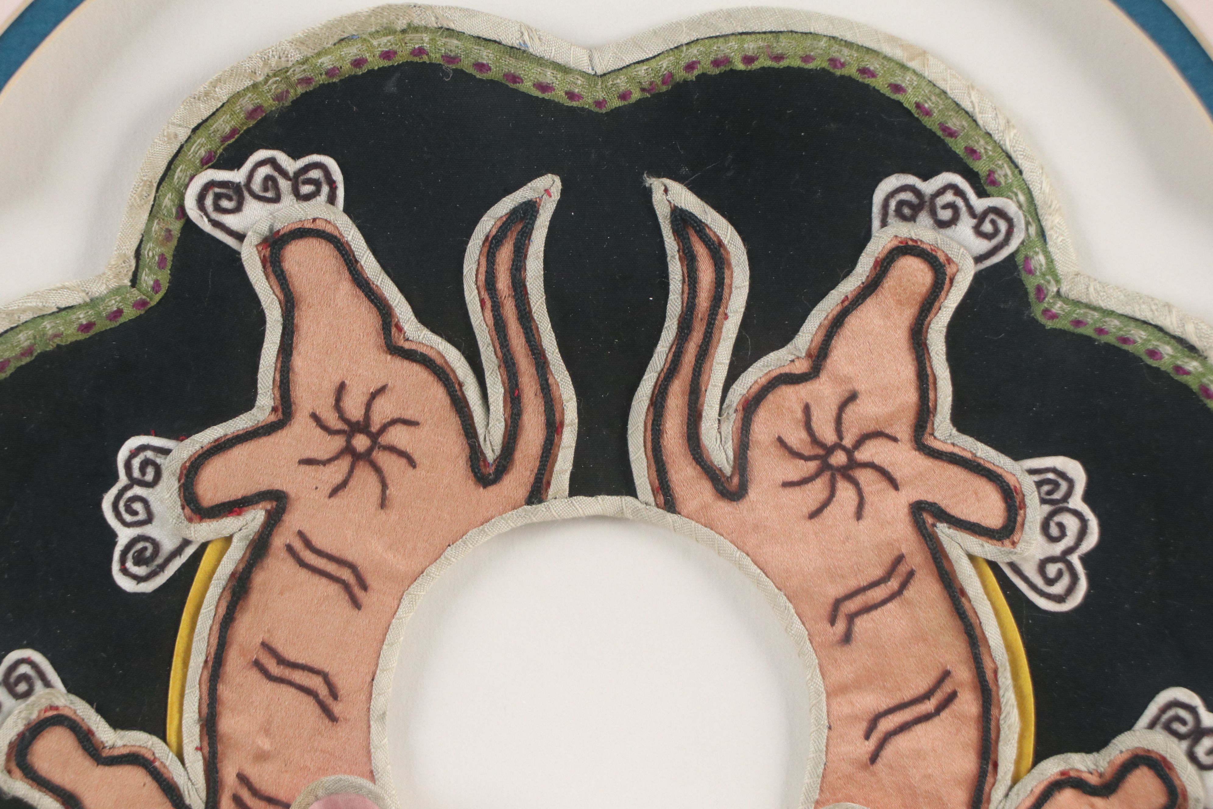 Chinese Late Qing Dynasty Embroidered Silk Children's Cloud Collar