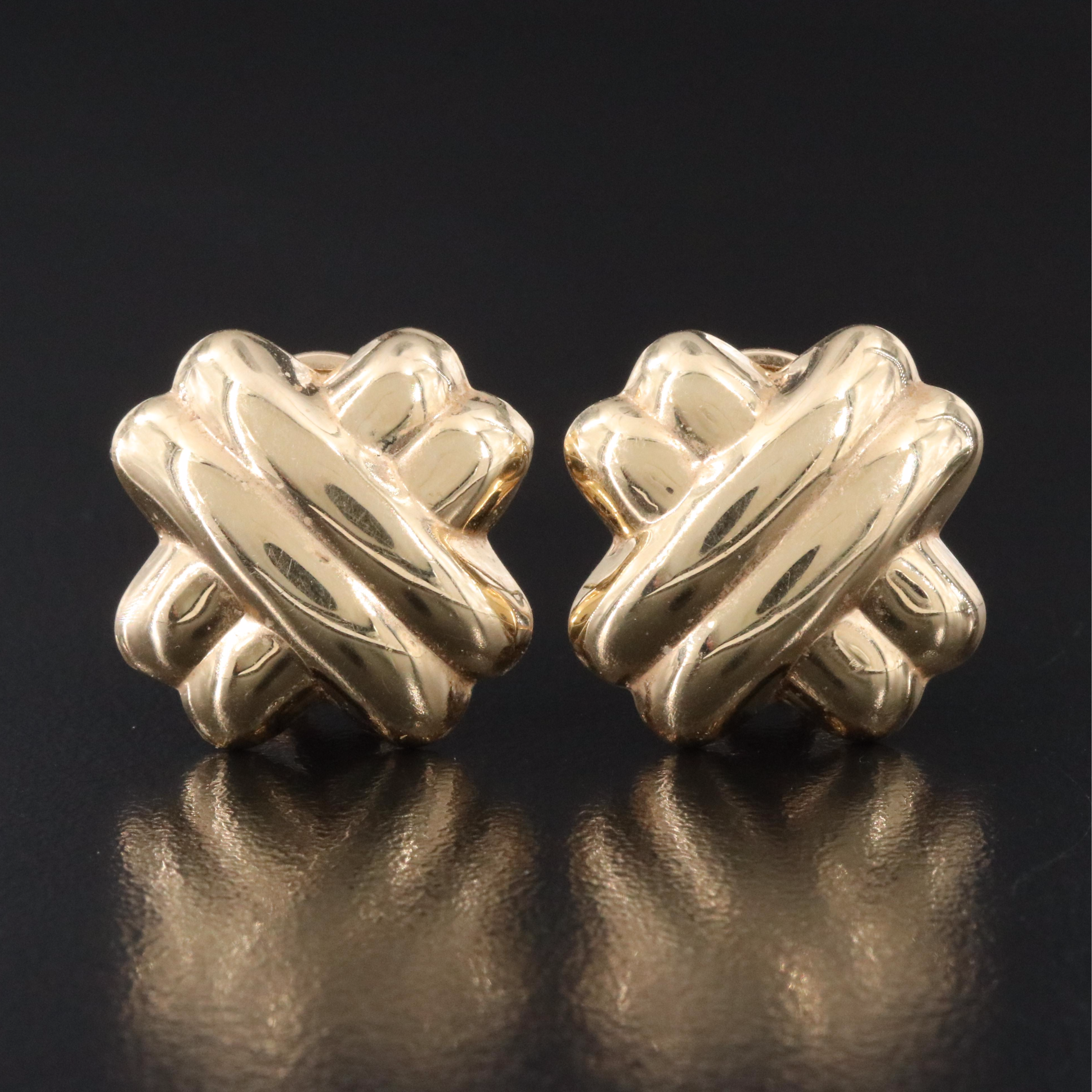 14K Fluted "X" Earrings