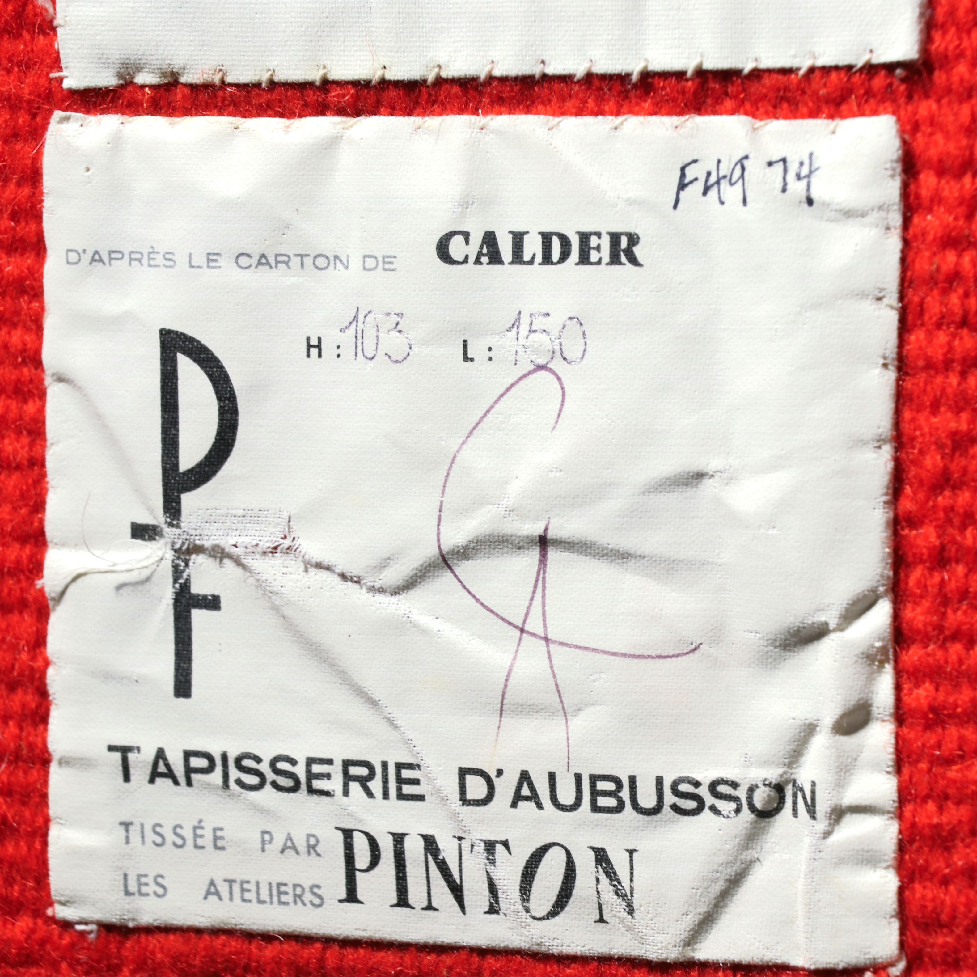 After Alexander Calder Wool Tapestry "Les Vagues," 1975