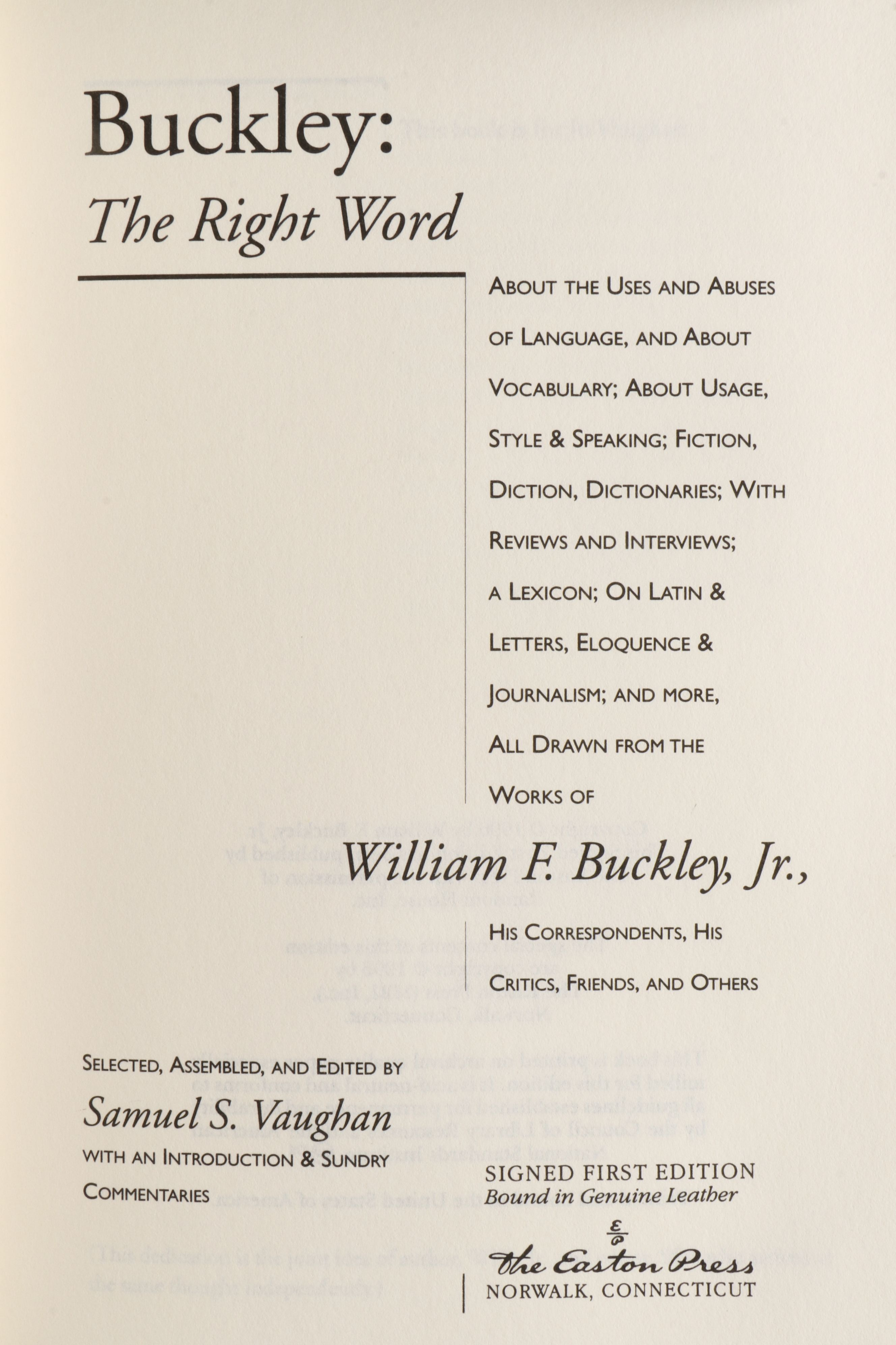 Signed First Edition William F. Buckley Jr. Books with William Faulkner Books