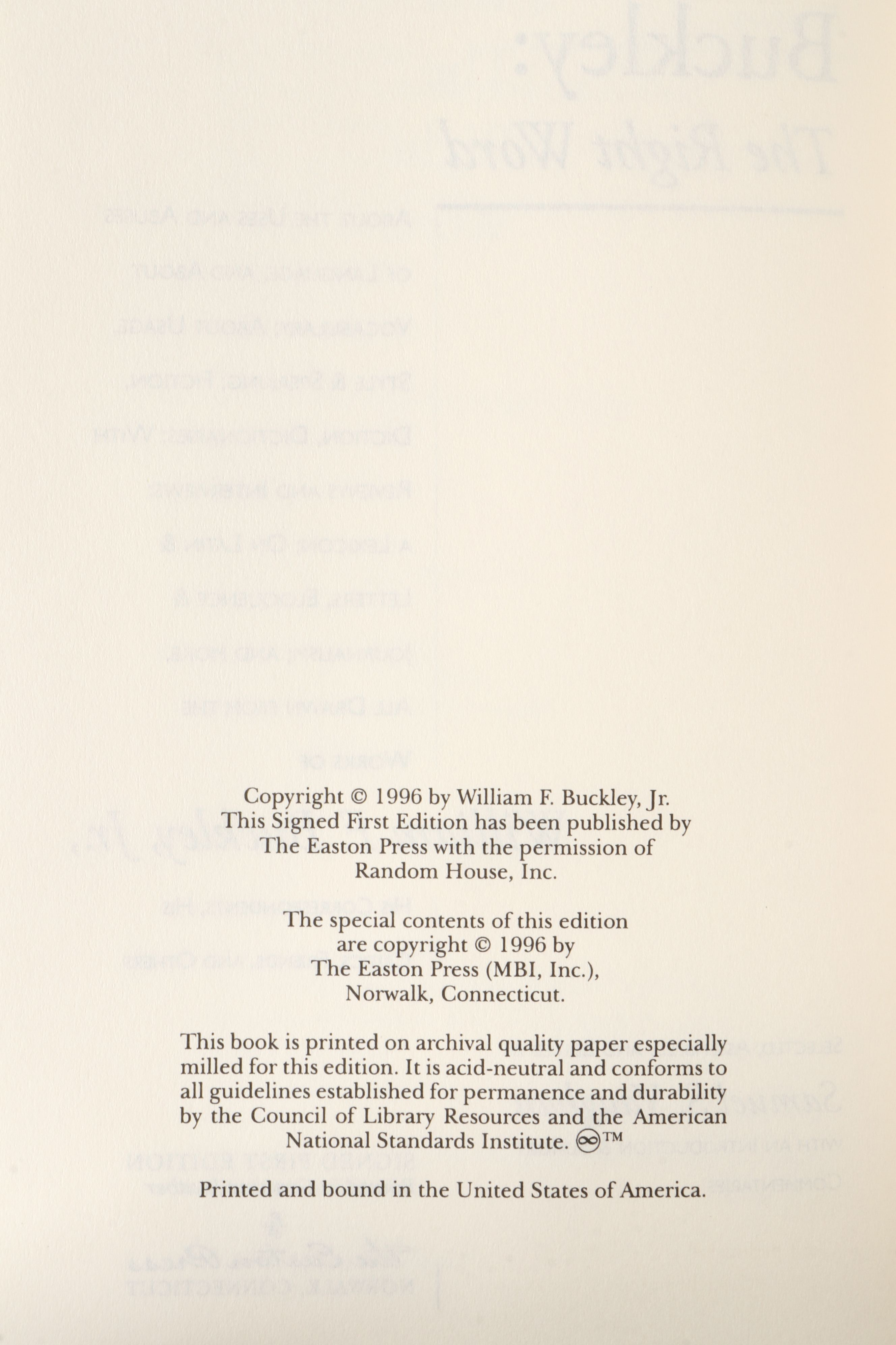 Signed First Edition William F. Buckley Jr. Books with William Faulkner Books