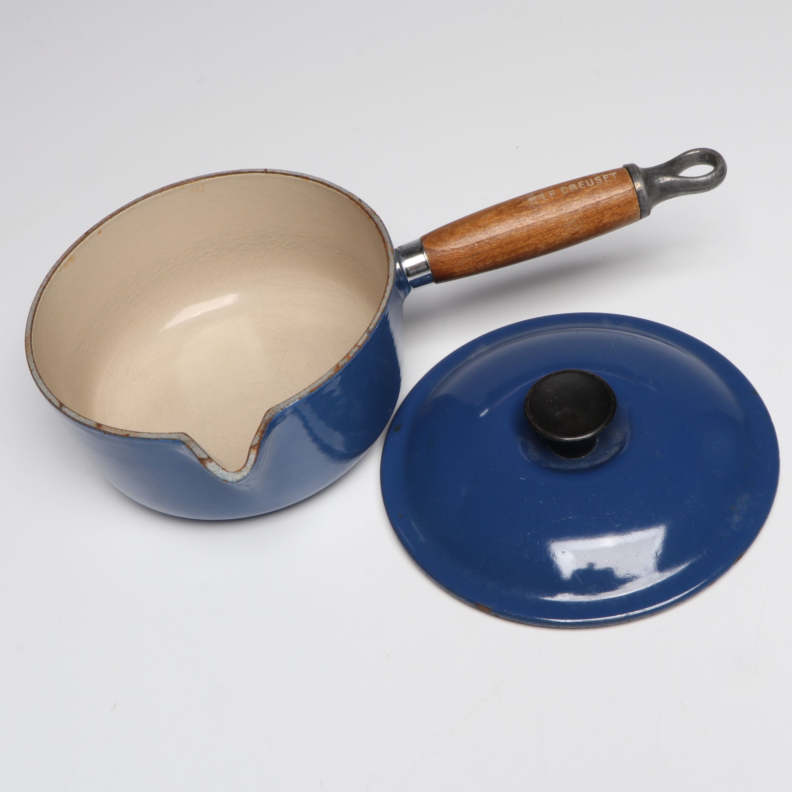 Le Creuset Blue Enameled Cast Iron Skillets, Saucepans, and Bakers