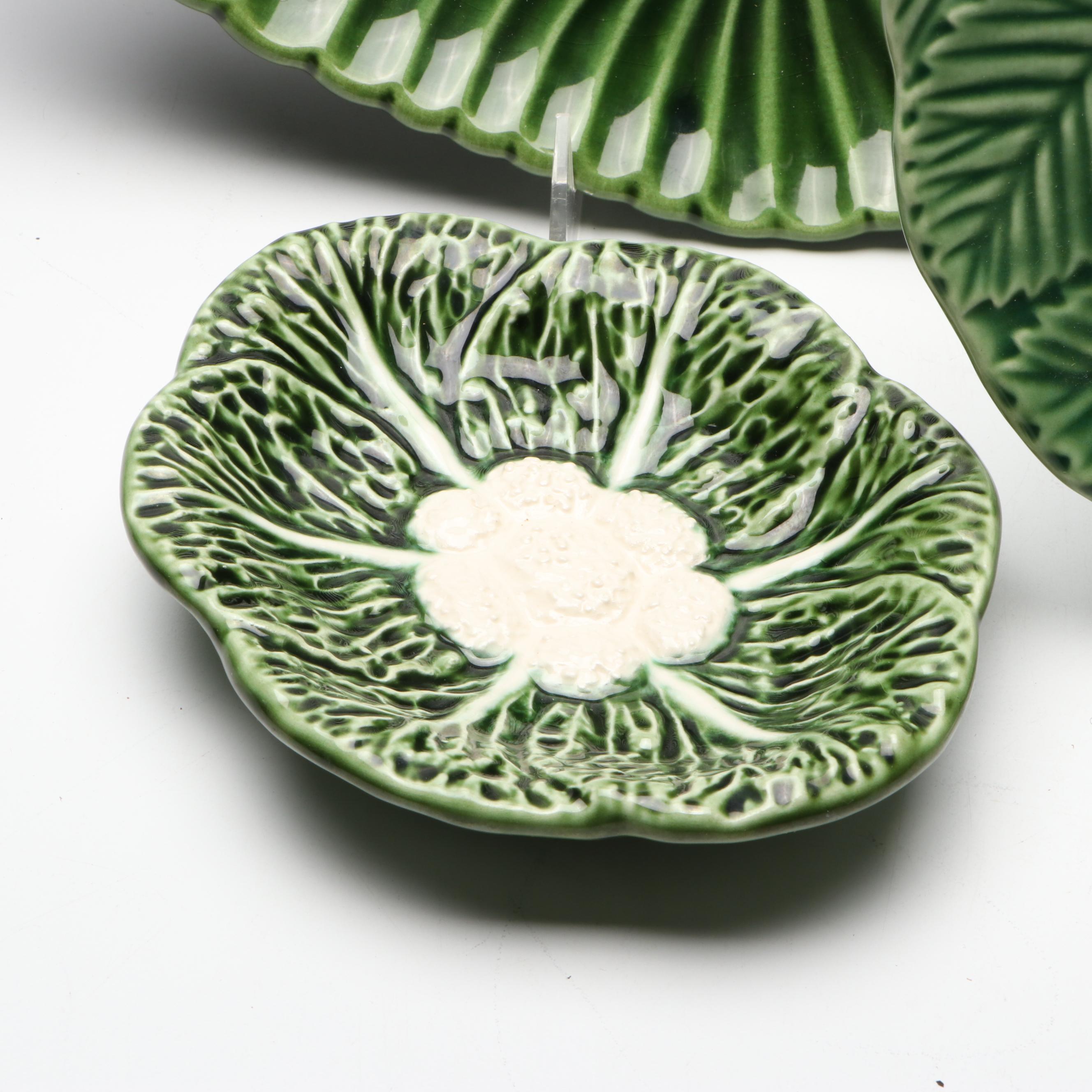 Bordallo Pinheiro Strawberry Majolica Plate with Other Vegetal Serveware