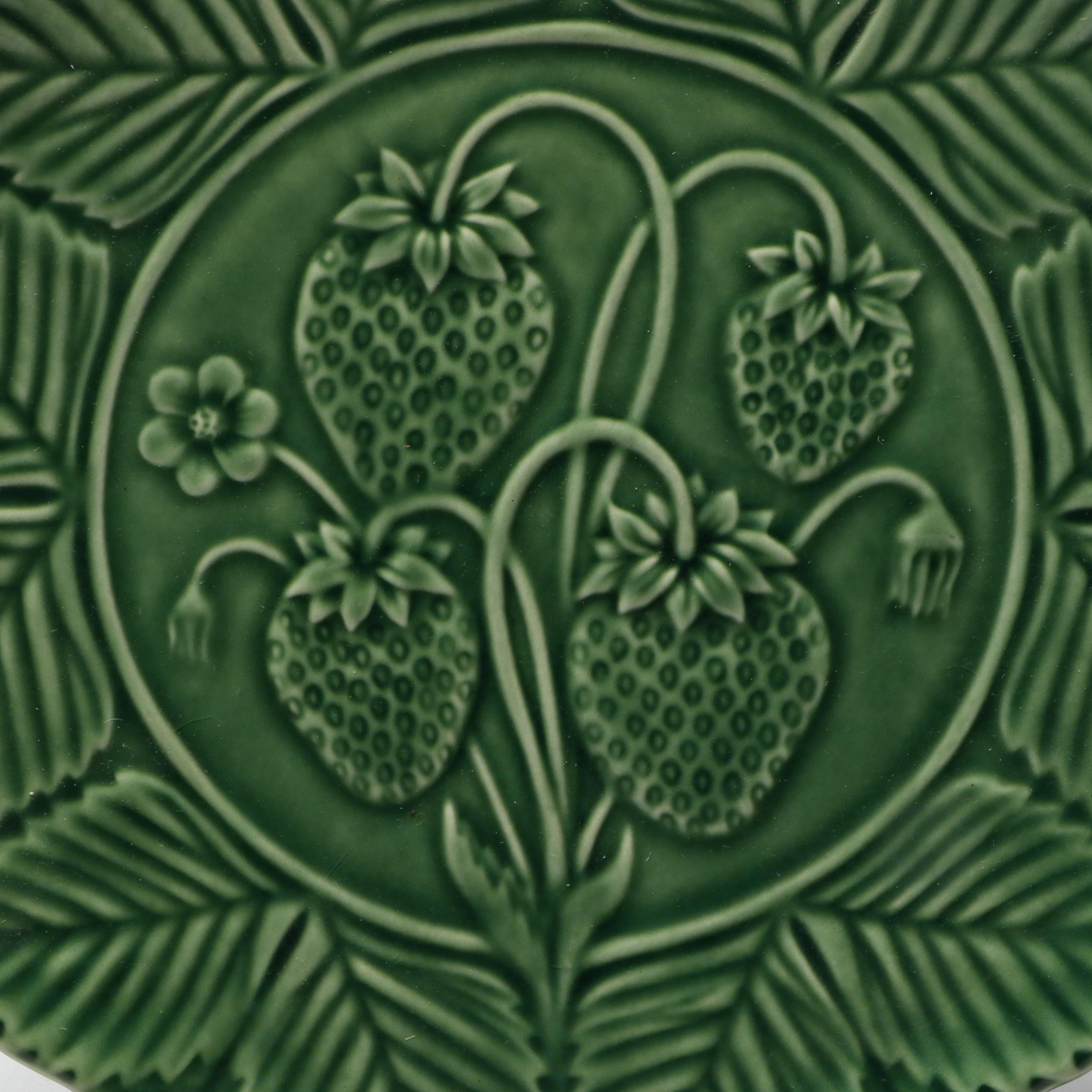 Bordallo Pinheiro Strawberry Majolica Plate with Other Vegetal Serveware