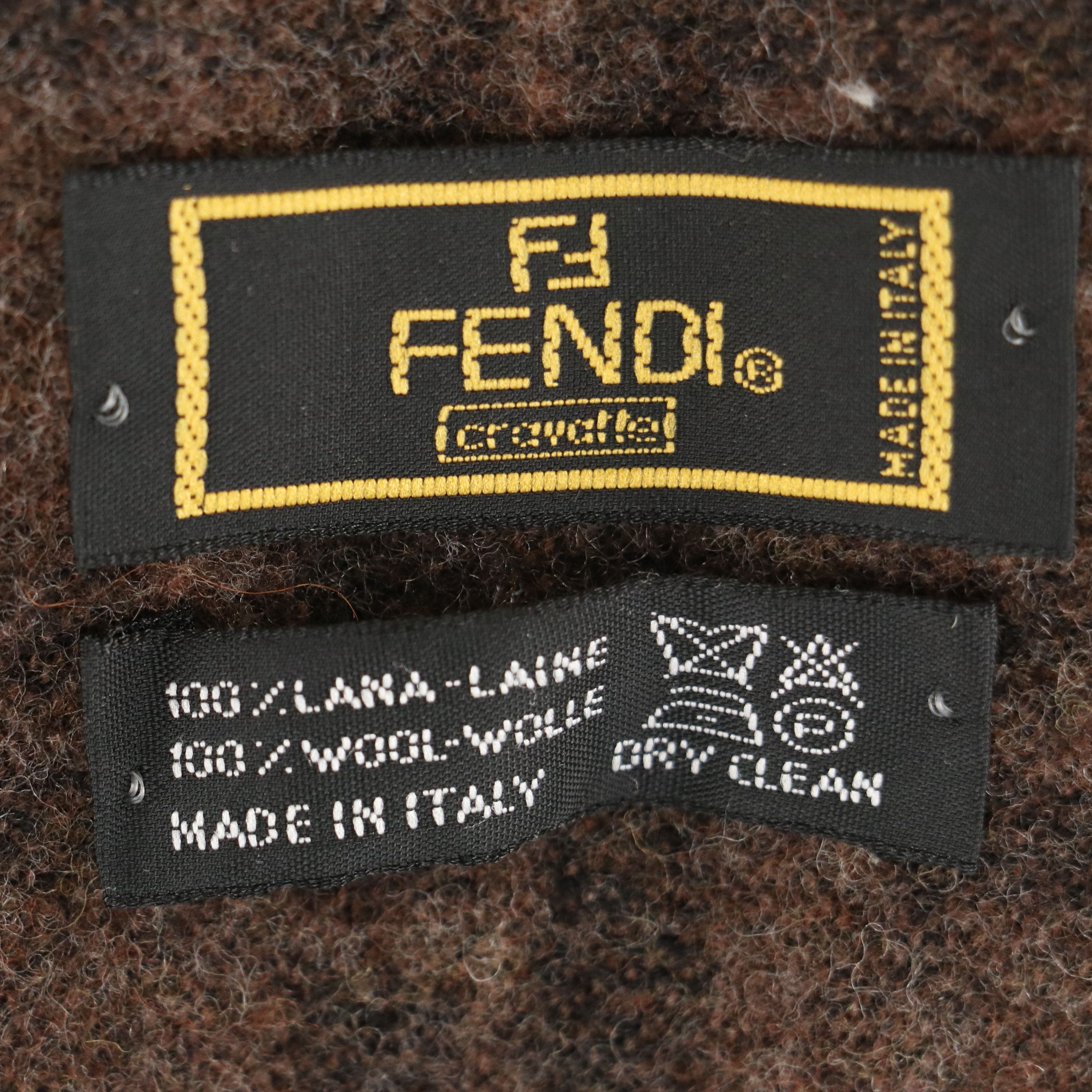 Fendi Vintage Zucca Printed Wool Fringe Scarf