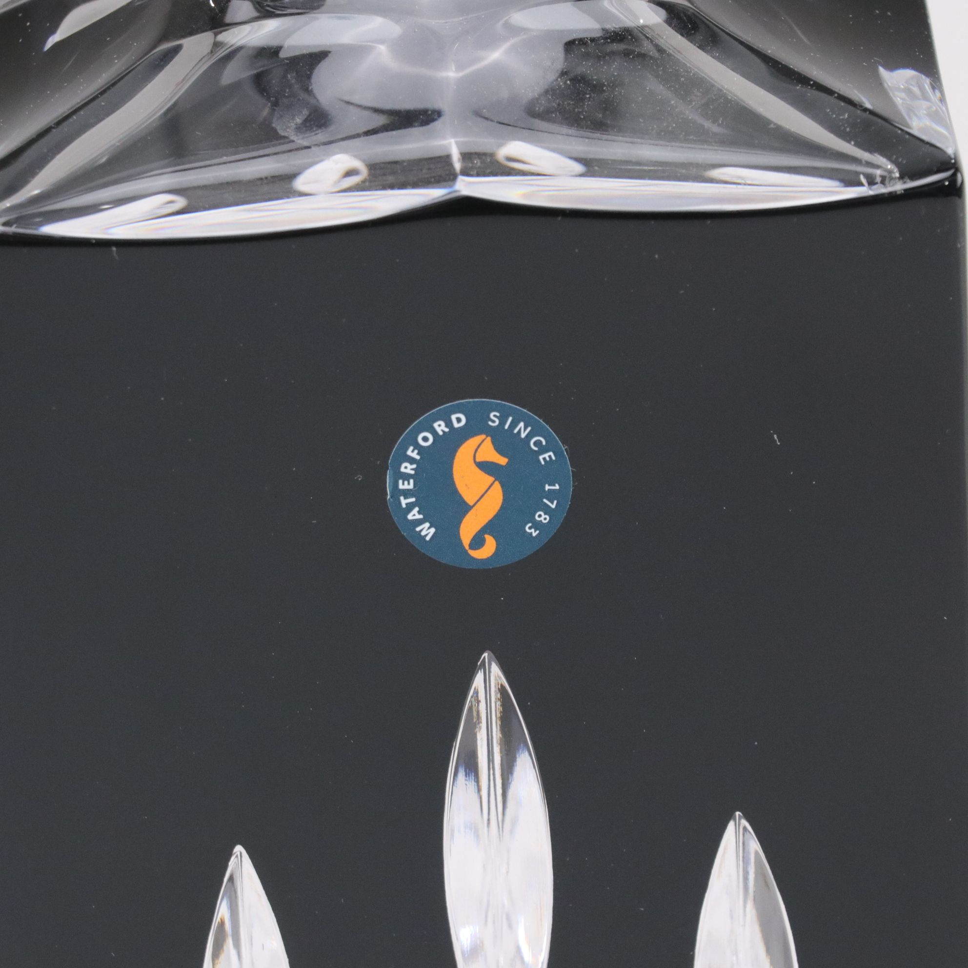 Waterford "Lismore" Black Square Decanter and Double Old Fashioned Glasses