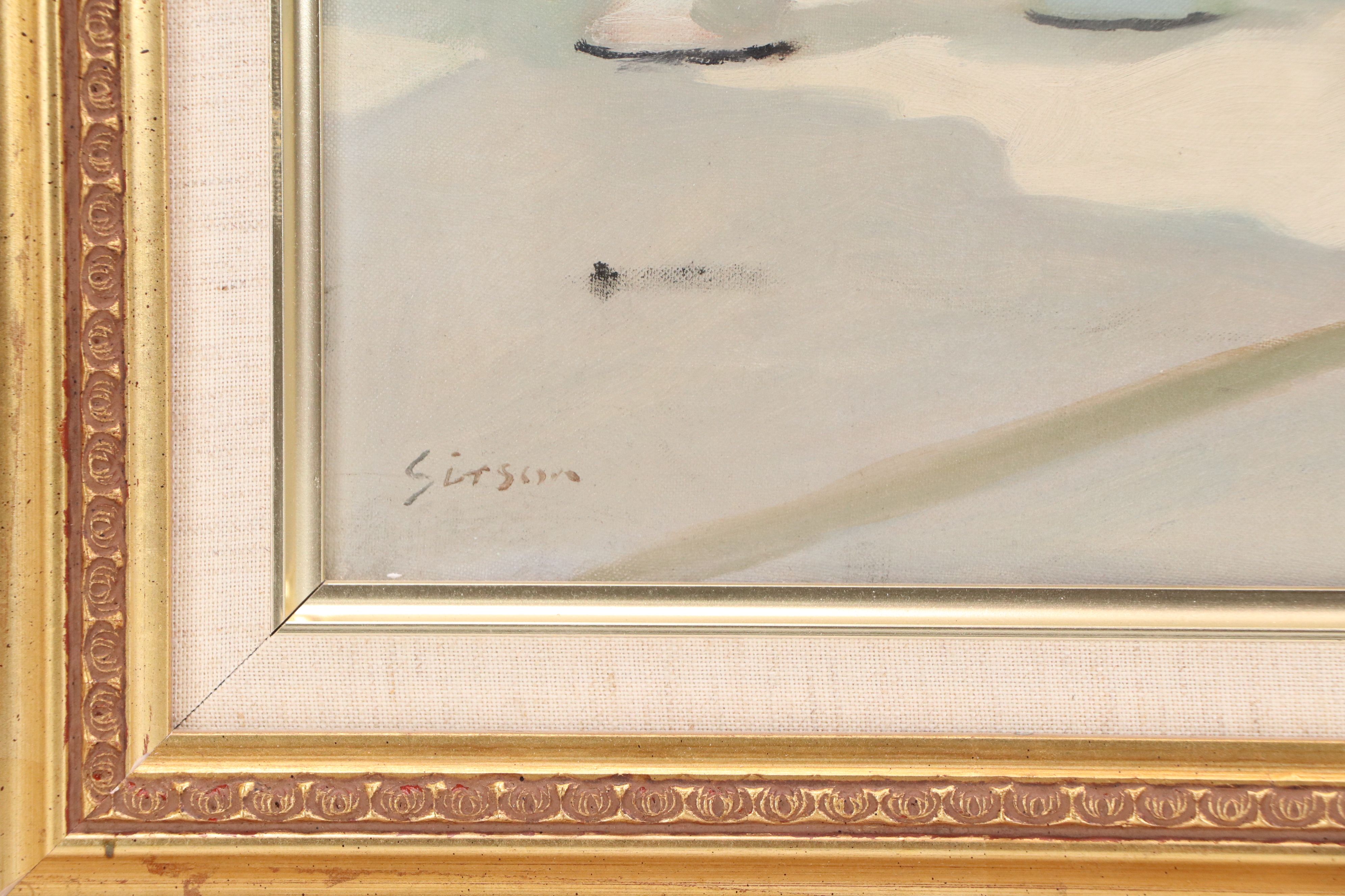 André Gisson Oil Painting of Garden Terrace, Late 20th Century