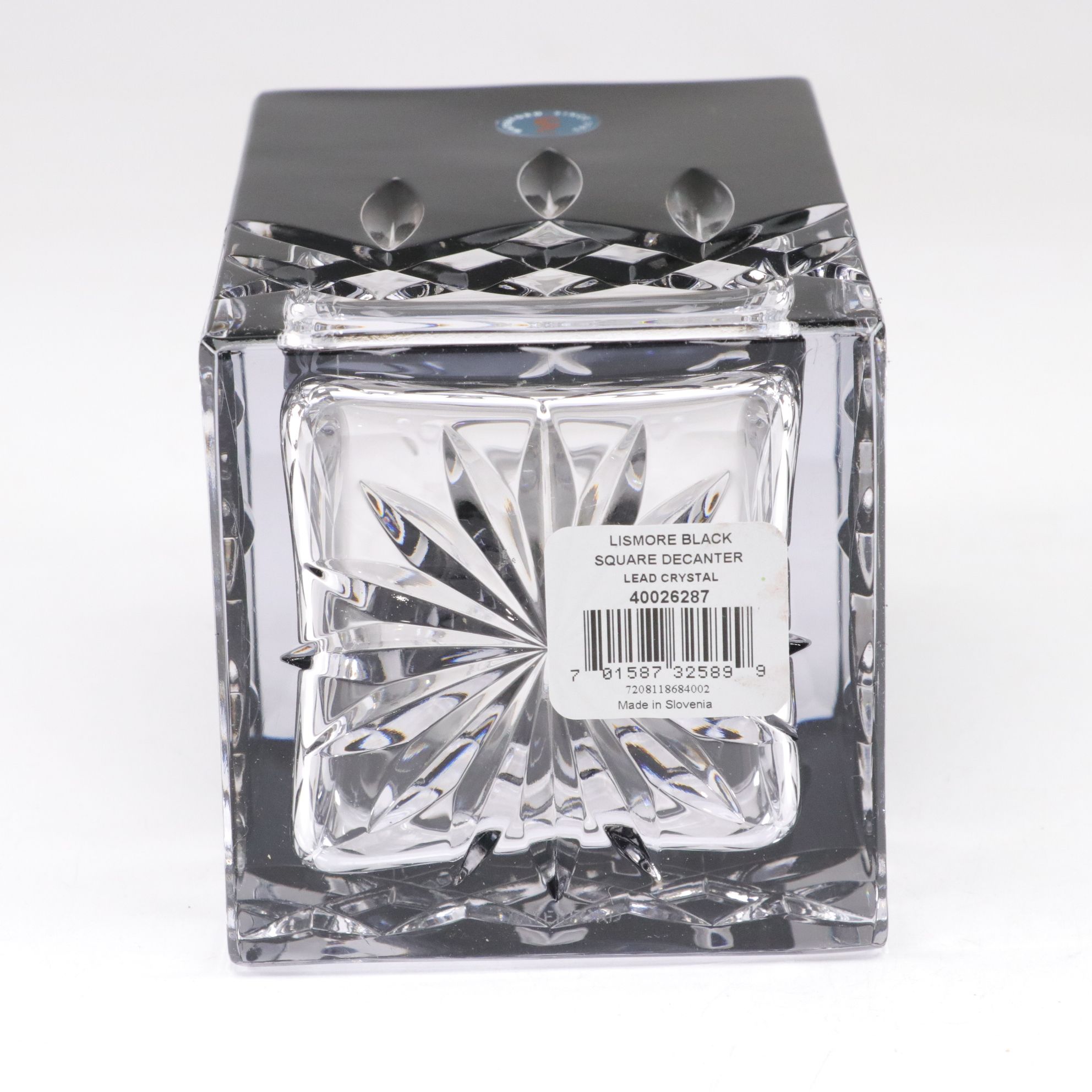 Waterford "Lismore" Black Square Decanter and Double Old Fashioned Glasses