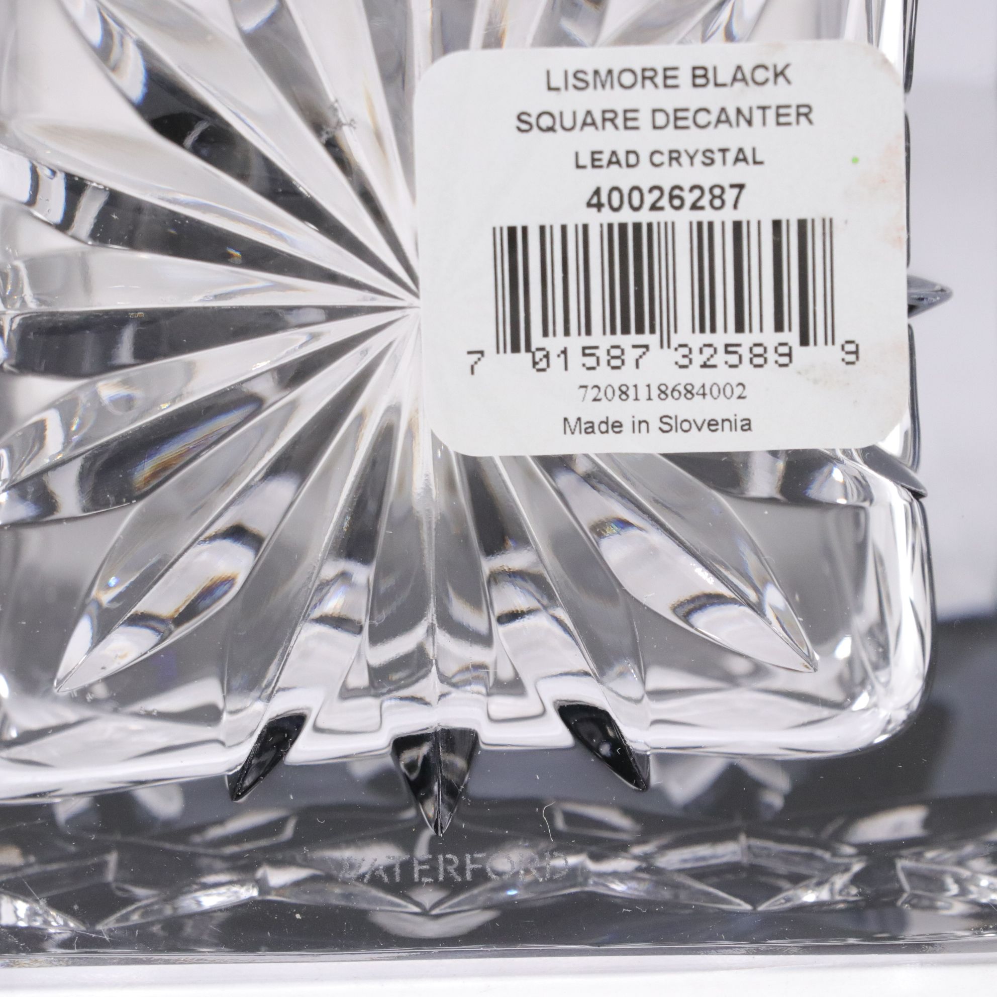 Waterford "Lismore" Black Square Decanter and Double Old Fashioned Glasses